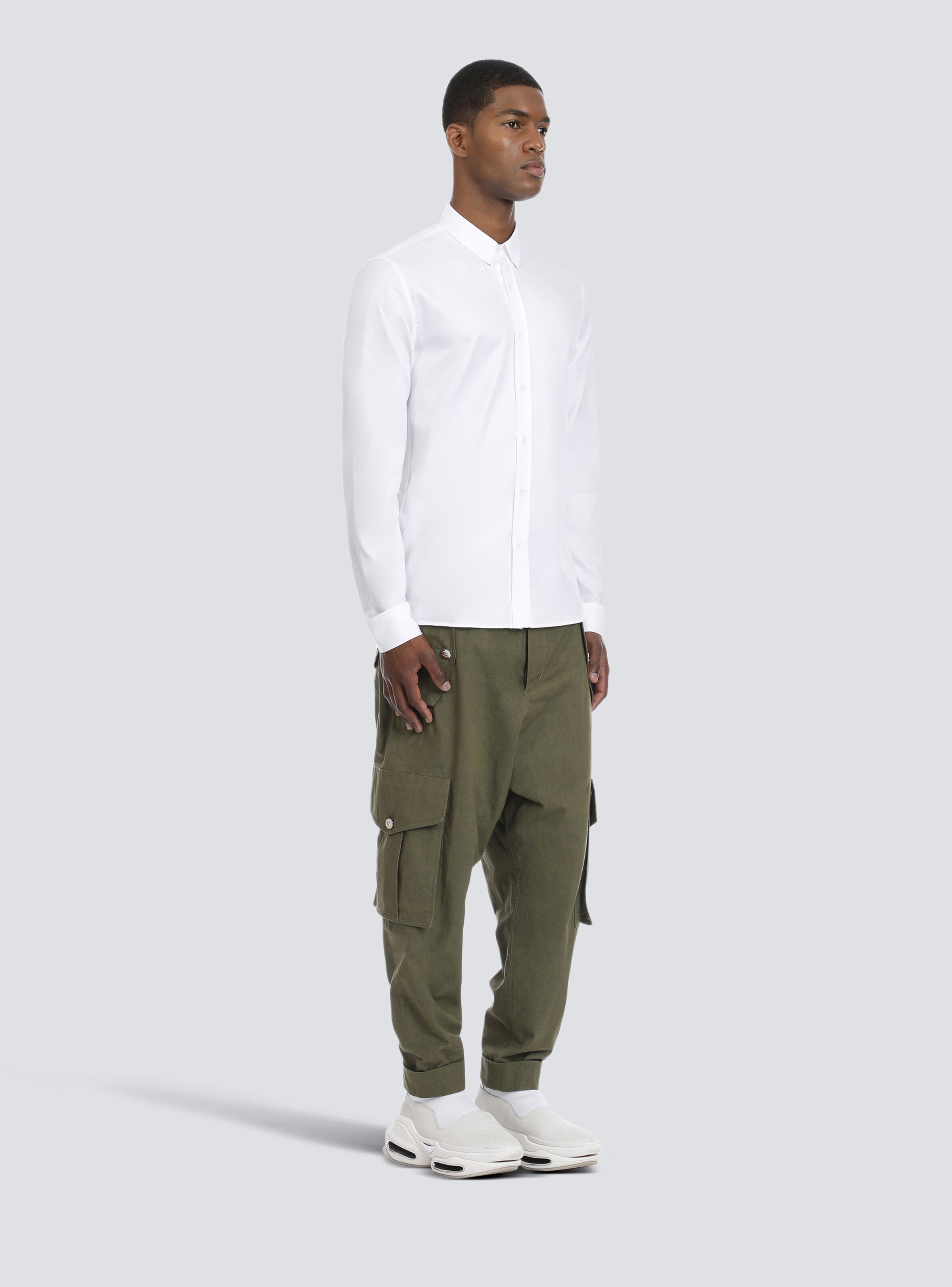 Fitted white cotton shirt - 6