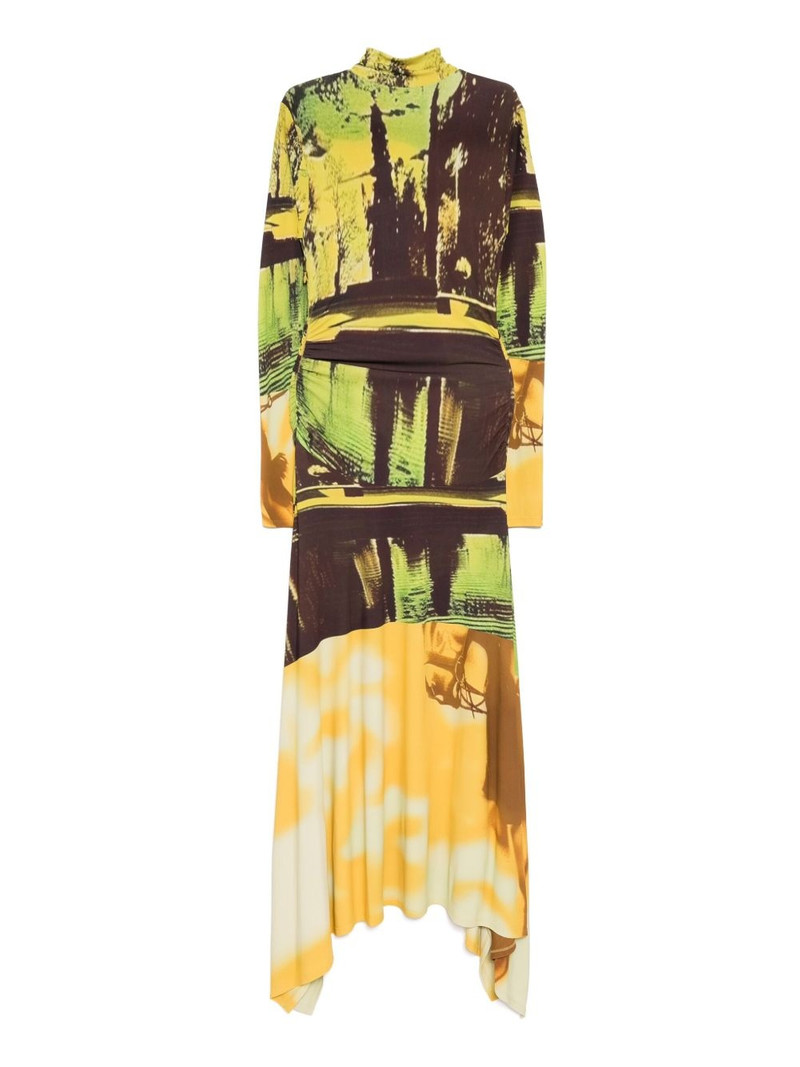 Monse midi printed jersey handkerchief-hem dress outlook