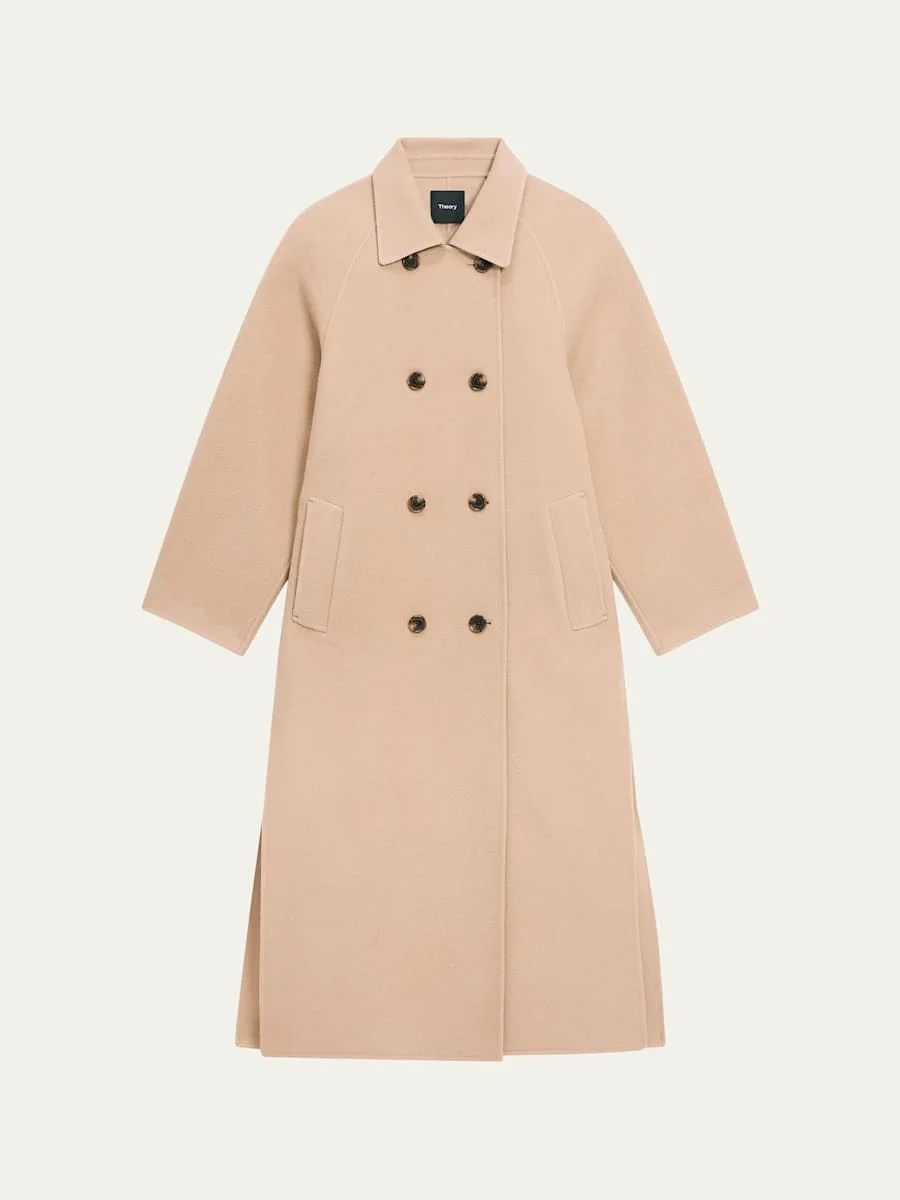 Double-Breasted Wool Trench Coat - 1