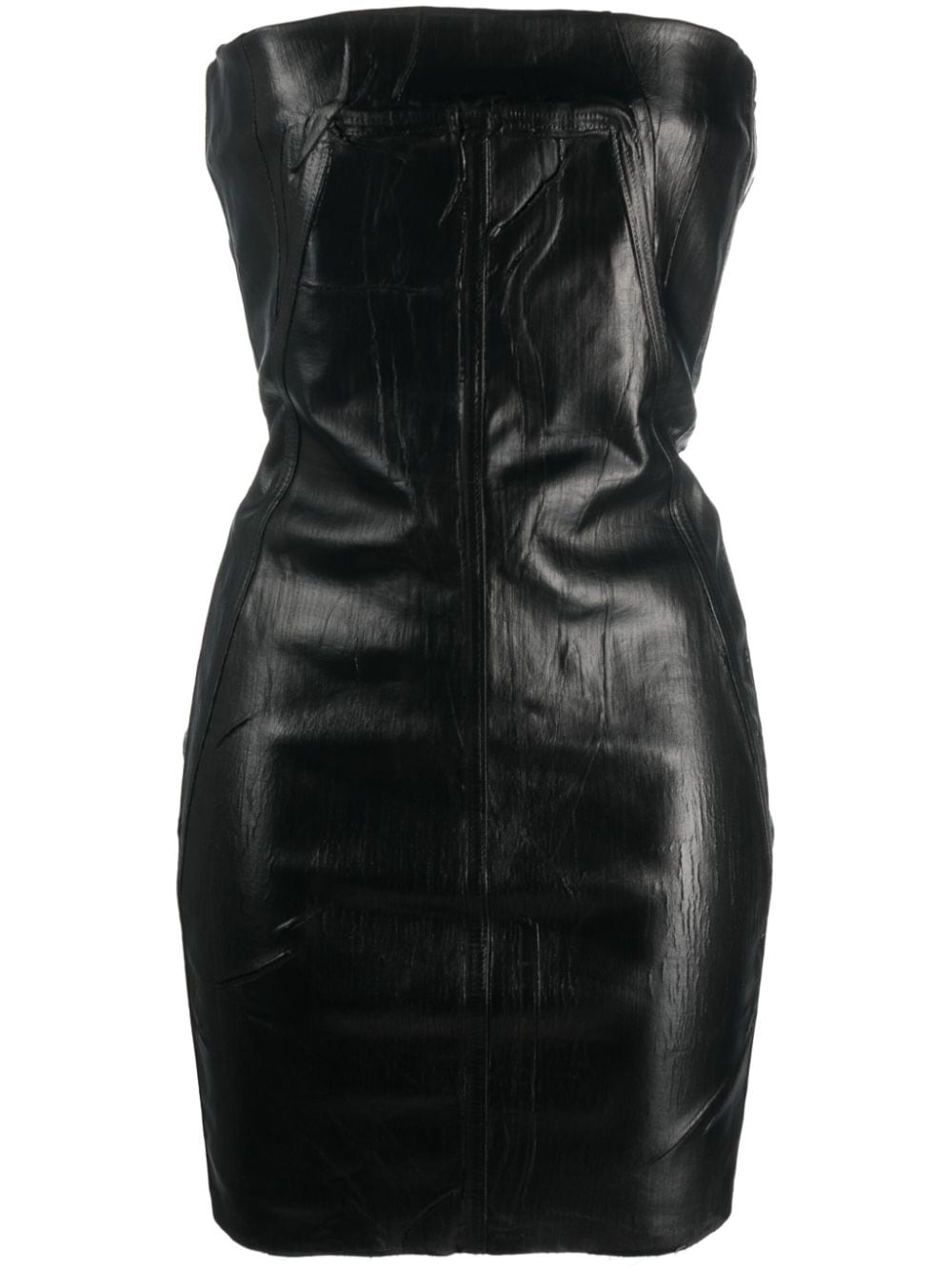 ワンピース Rick Owens Abito Corto In Denim RICK OWENS Abito strapless metallic coated-denim gown | NET