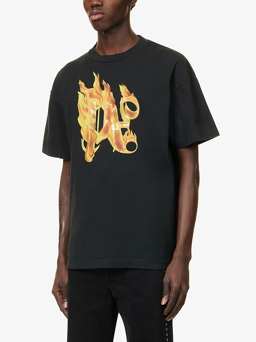 Burning Monogram short-sleeved cotton-jersey T-shirt - 3
