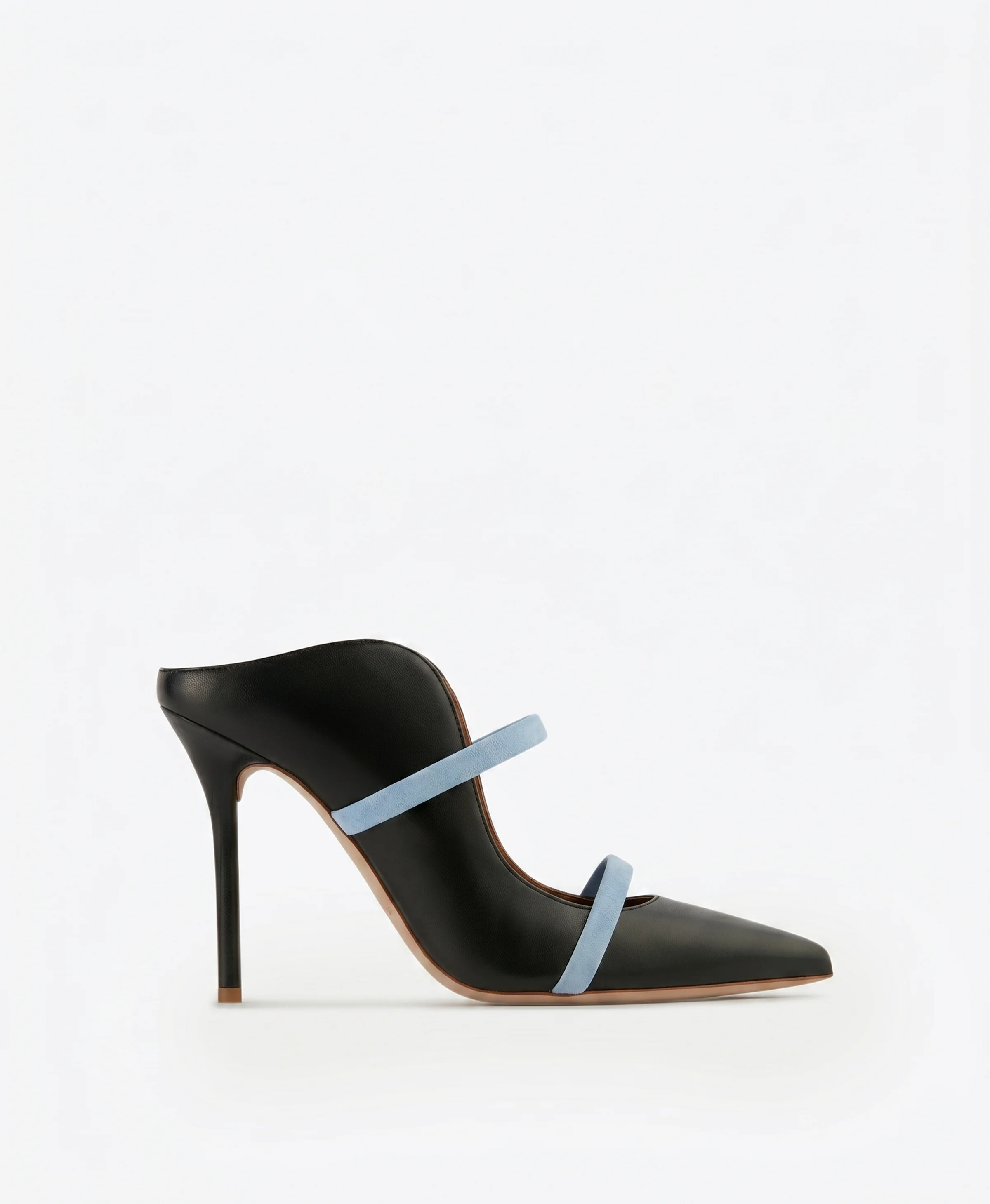 Maureen 100 Black & Blue Leather Mules - 1
