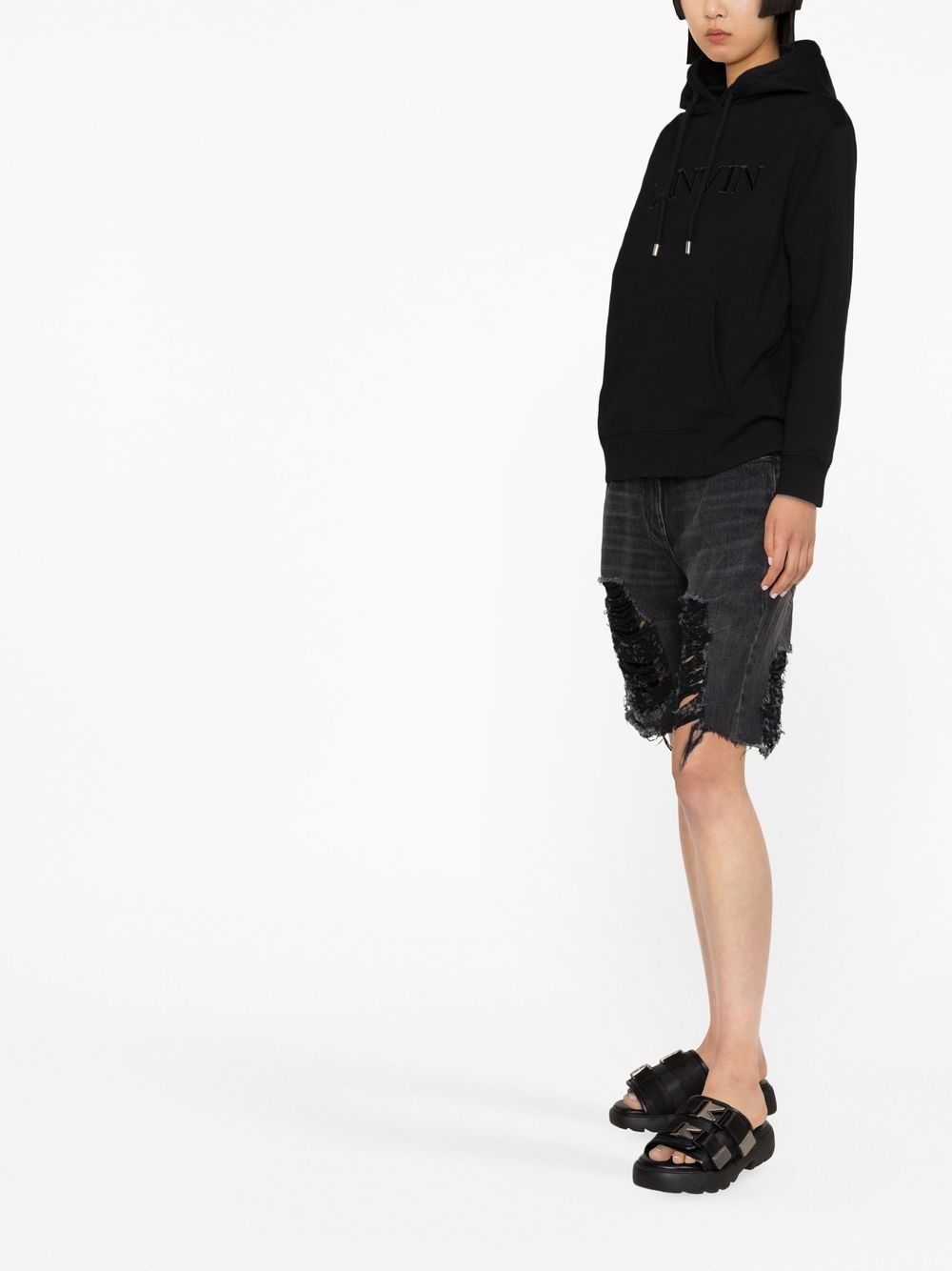 logo-print drawstring hoodie - 3
