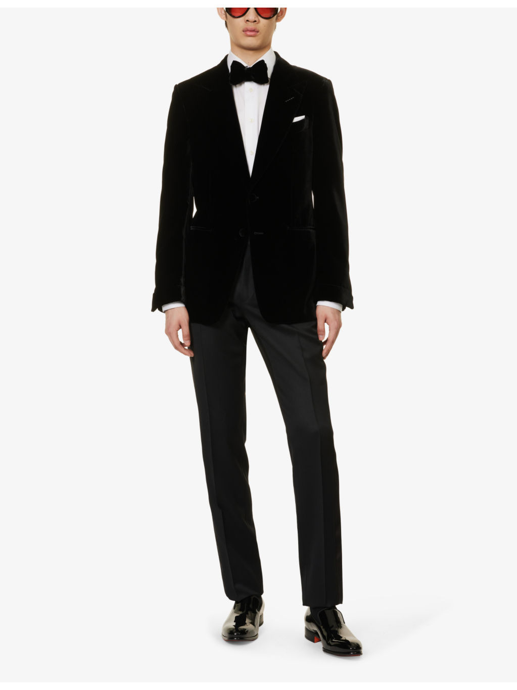 Shelton notched-lapel regular-fit velvet tuxedo jacket - 2