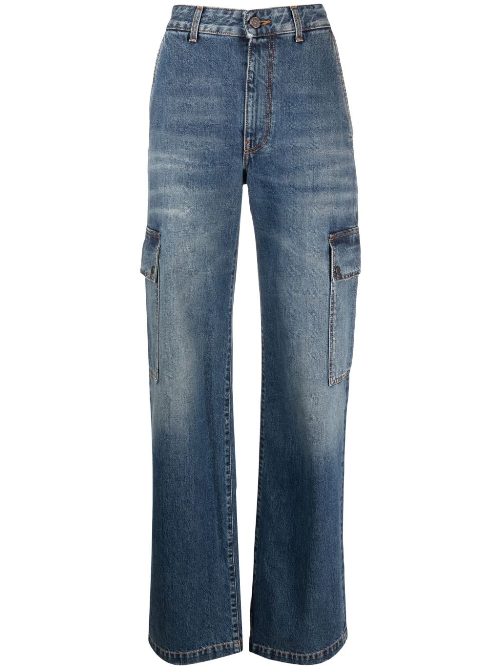 cargo-pockets straight-leg jeans - 1