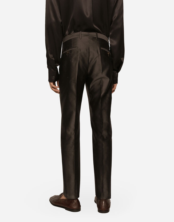 Shantung silk double-breasted Sicilia-fit suit - 8