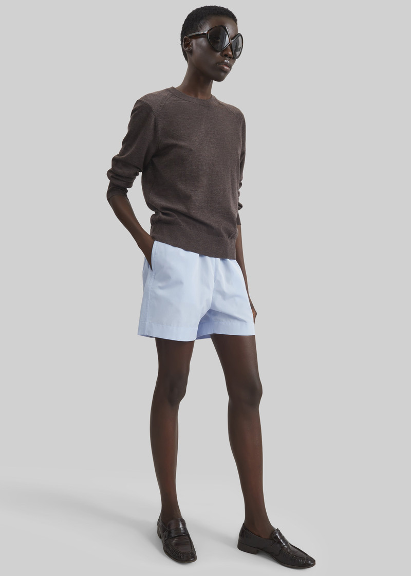 Loulou de Saison Malone Cotton Poplin Shorts - Storm 1