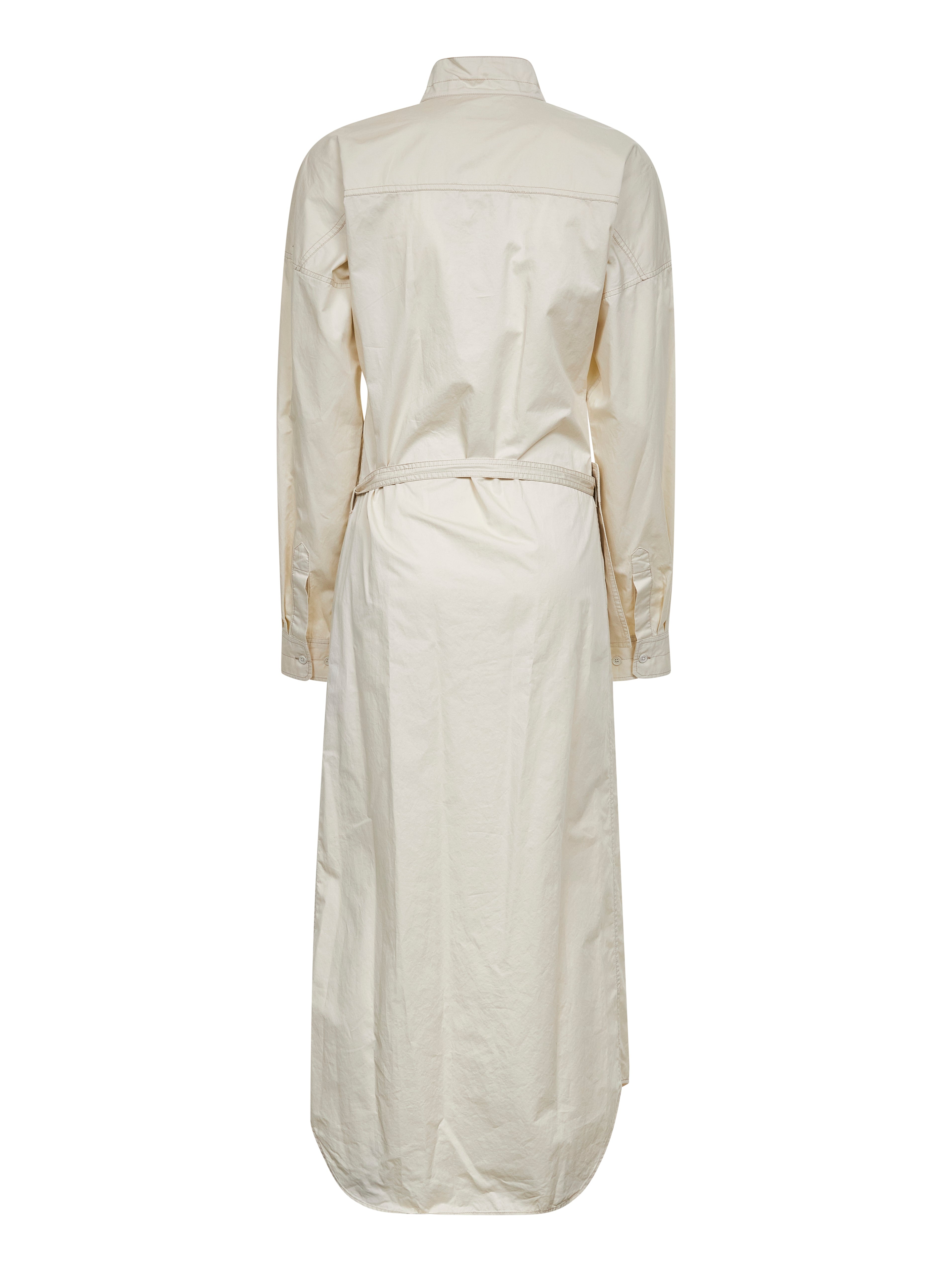 Ivory cotton satin long shirt dress - 2