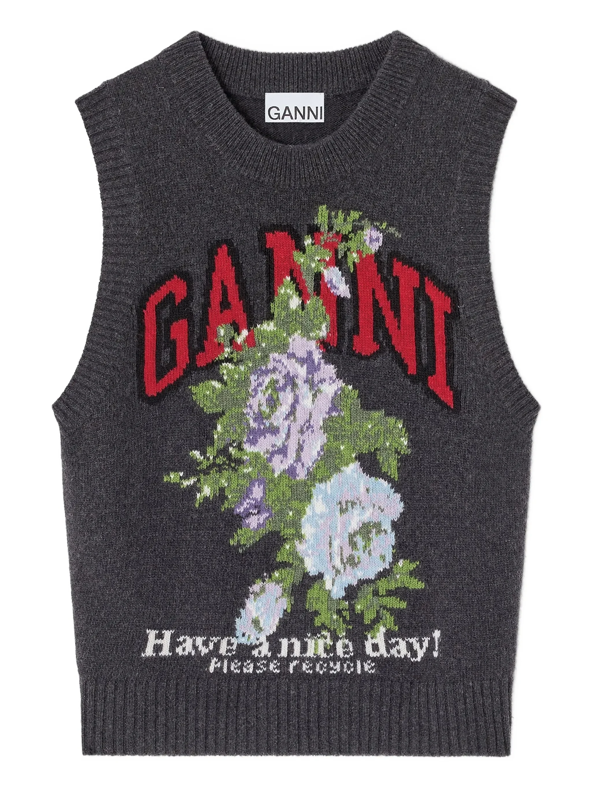 floral-logo wool vest - 1
