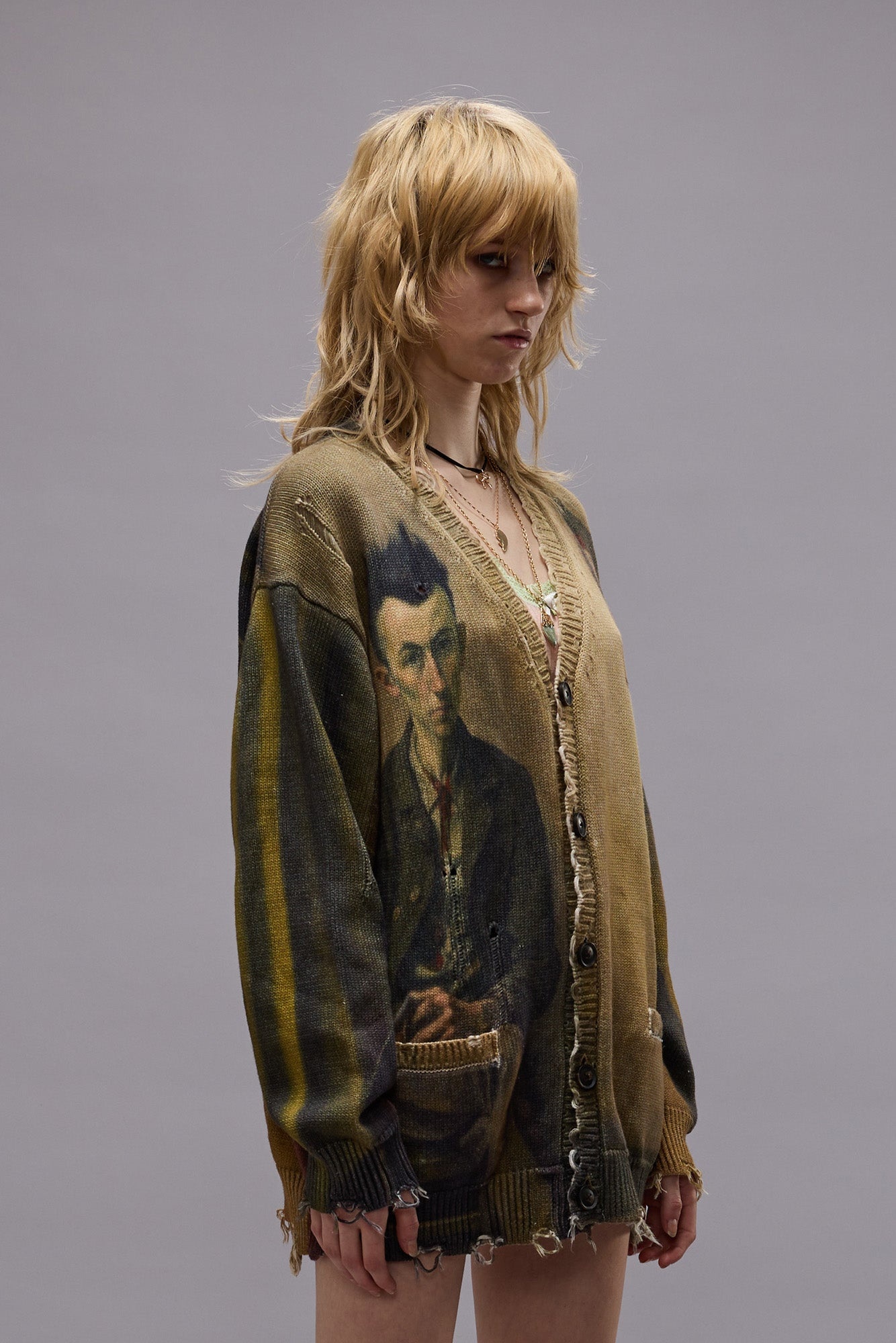 PRINTED BOYFRIEND CARDIGAN - MULTICOLOR - R13 - 4