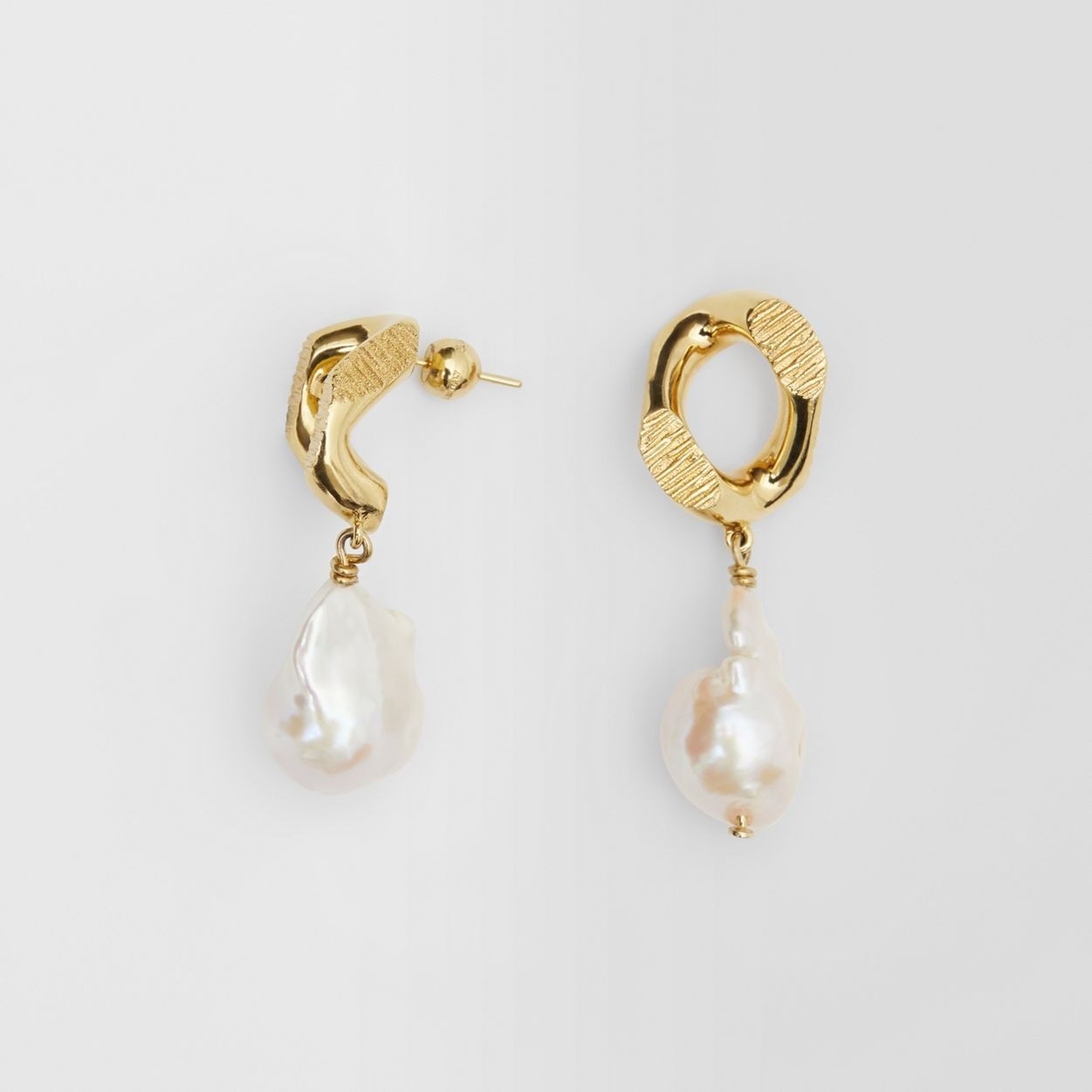 Pearl Detail Gold-plated Chain-link Earrings - 4