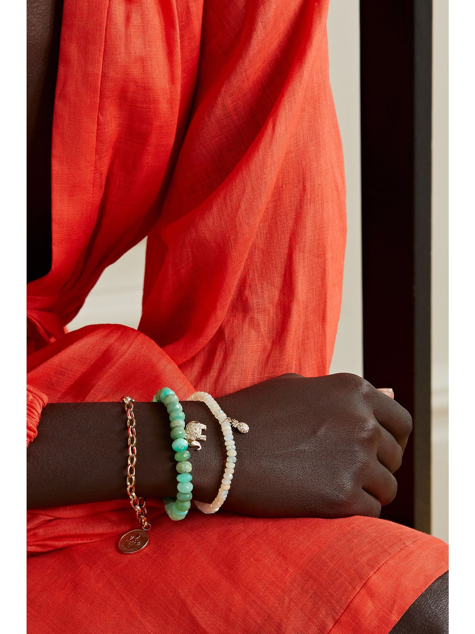 Elephant 14-karat gold, chrysoprase and diamond bracelet Gold - 5