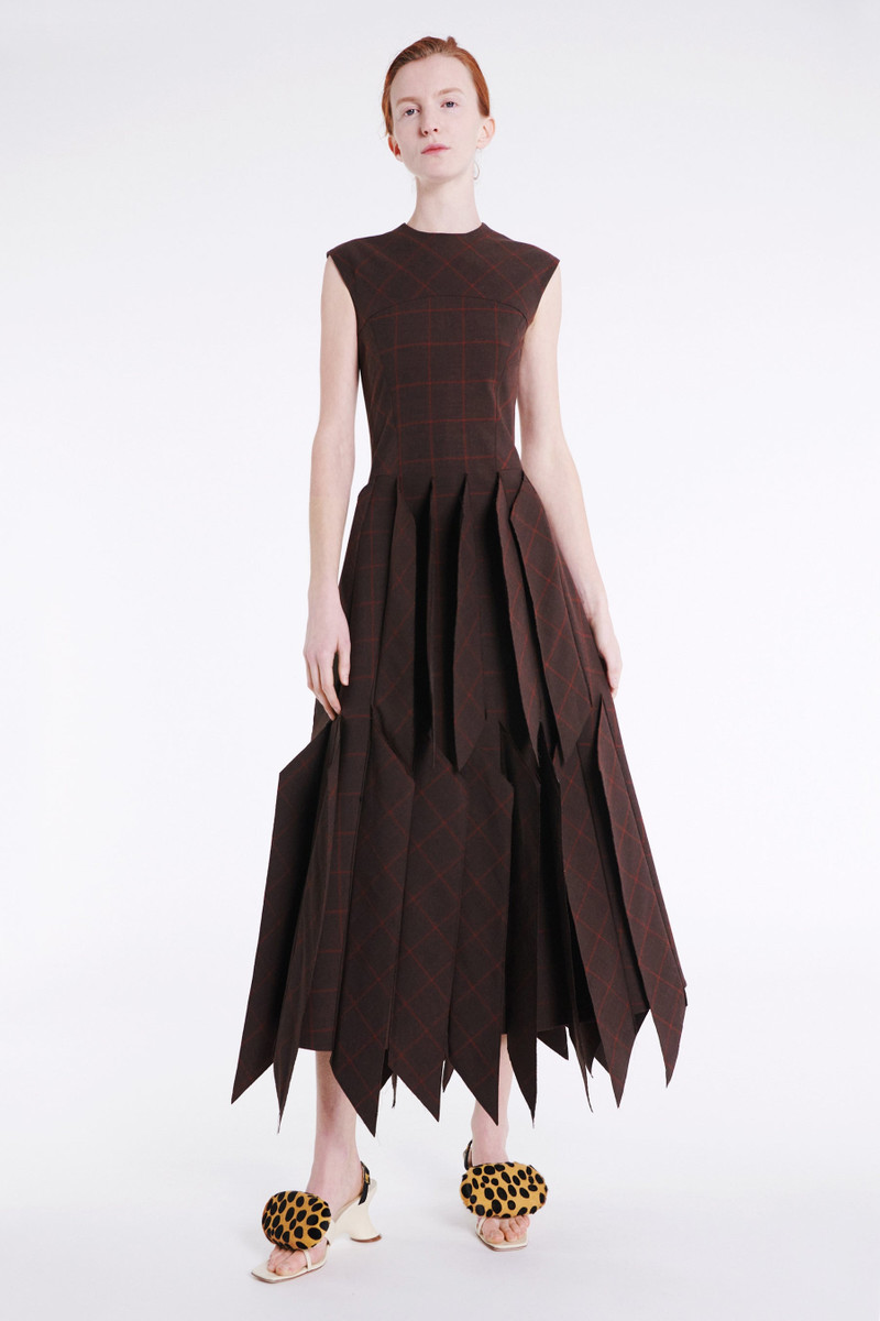 DRESS WITH PANEL BROWN CHECK 5