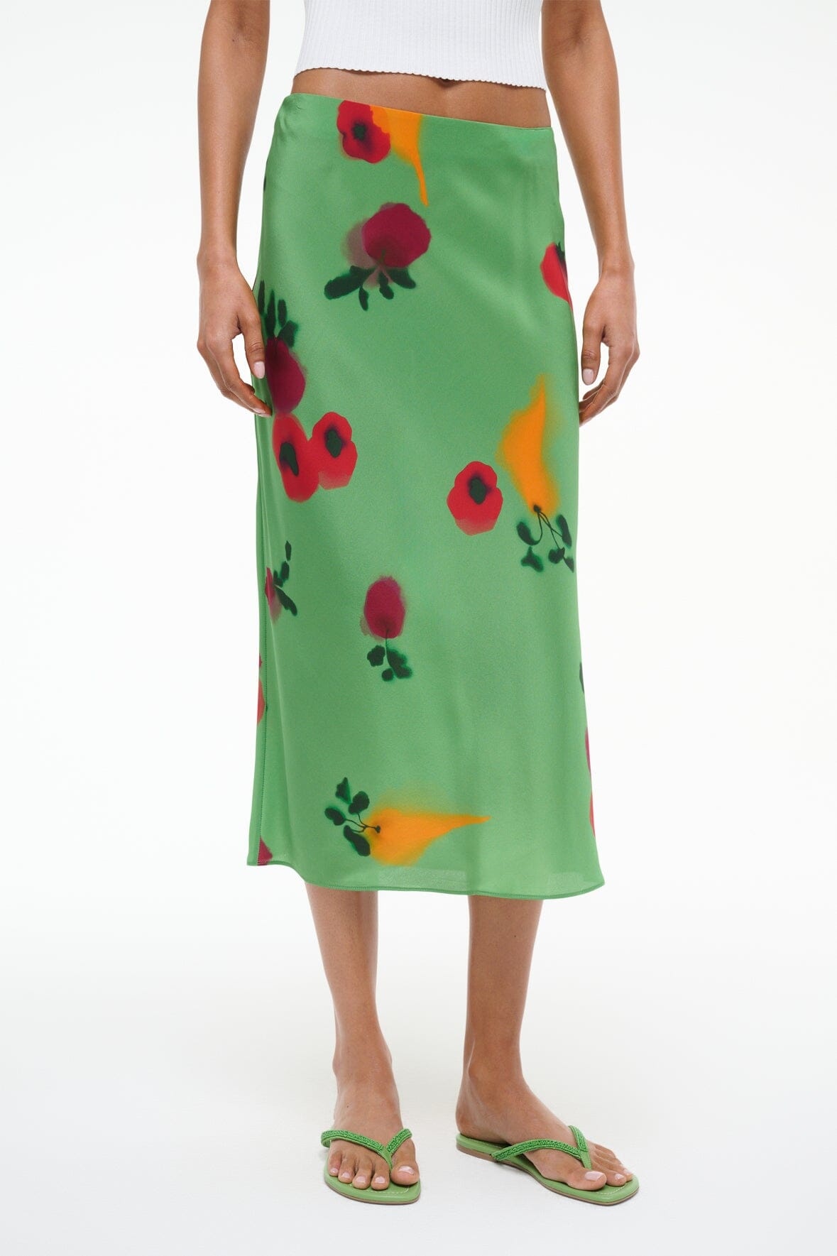 STAUD ANGELA SILK SKIRT FARMERS MARKET LEAF - 3