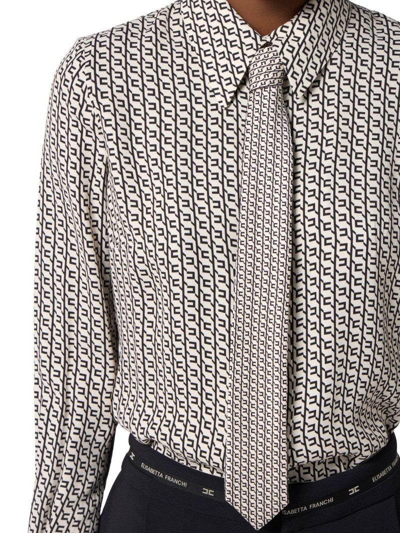 geometric-print tie-neck blouse 5