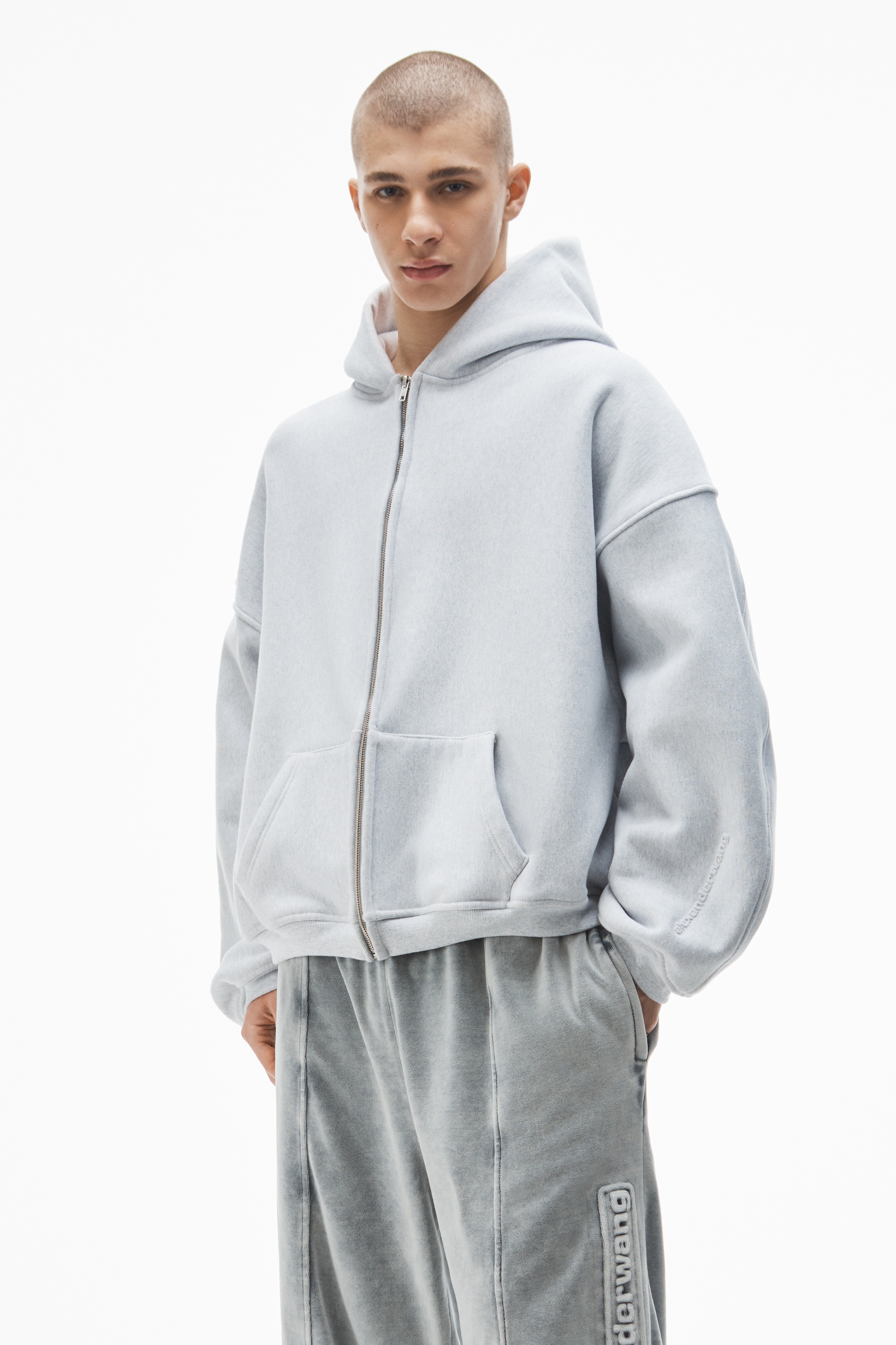 logo track pant in velour - 6