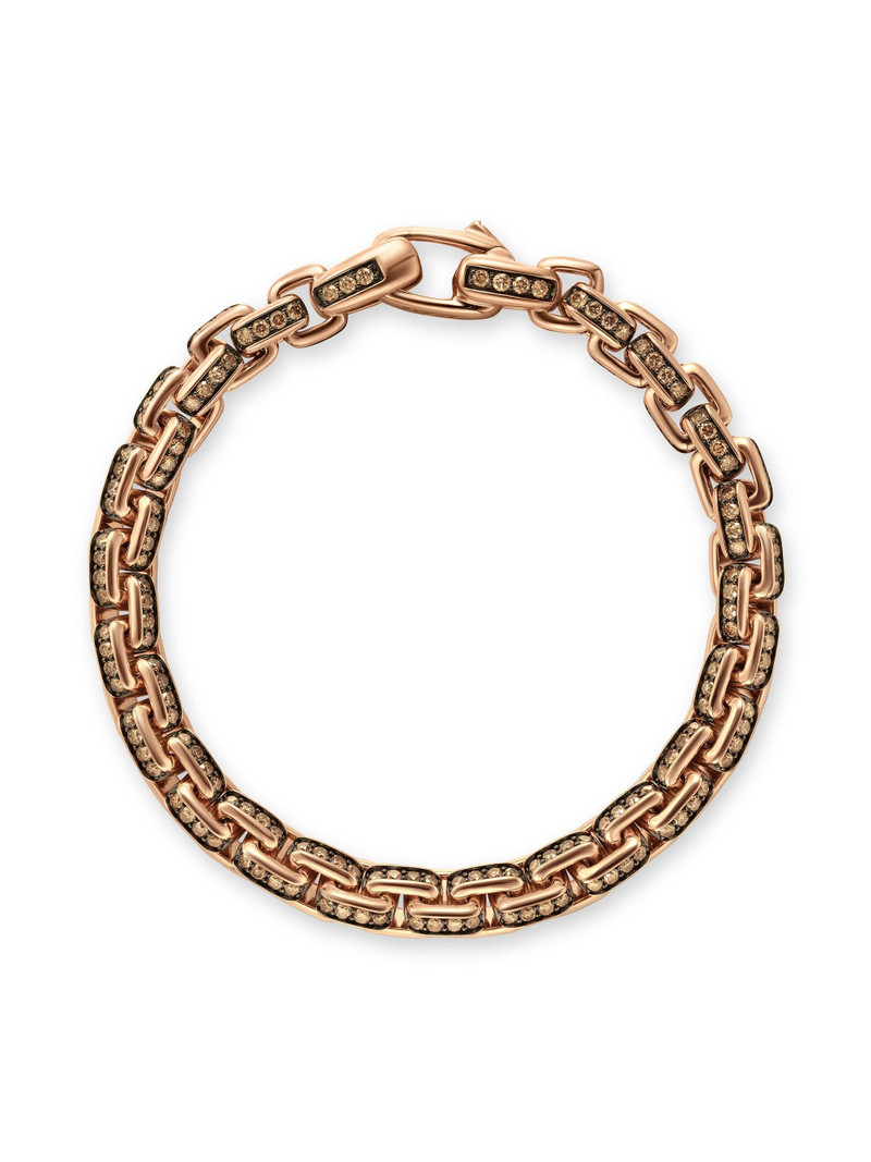 Men's Box Chain Bracelet in 18K Rose Gold - Cognac Diamond 3