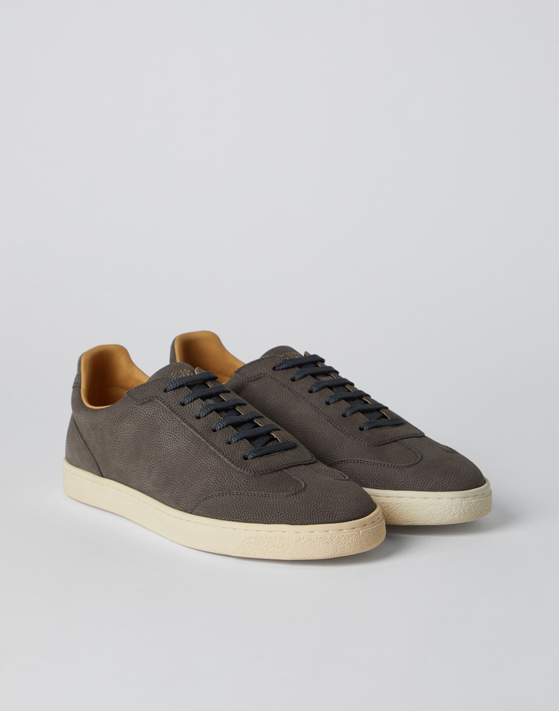 Texture nubuck sneakers with natural rubber sole 1