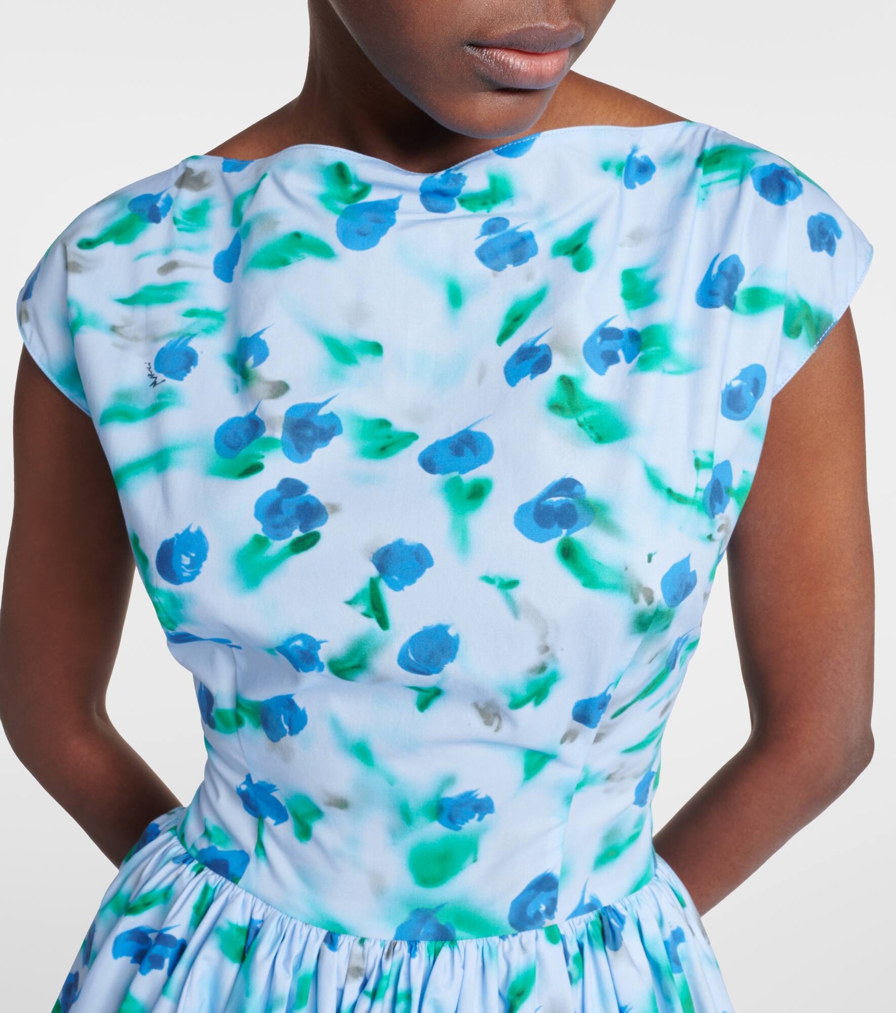 Floral cotton poplin midi dress - 4
