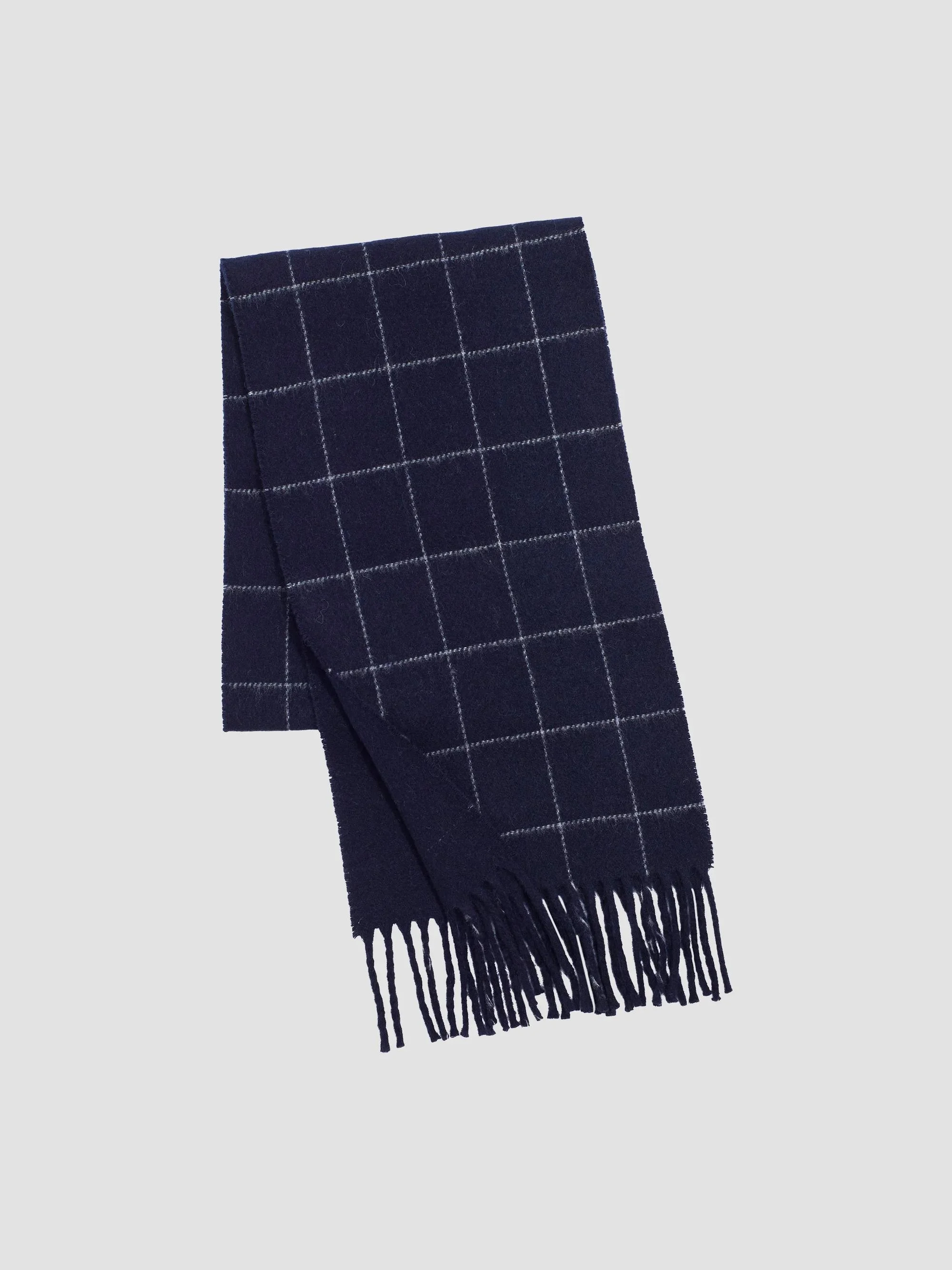 Men's Cashmere-Blend Windowpane Scarf - Classic Navy - 1