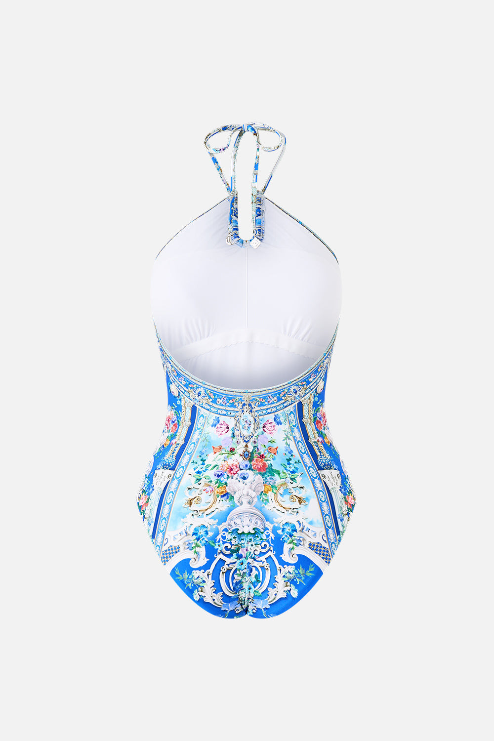 DIAMOND NECK HALTER ONE PIECE WITH U RING FRONT - 2