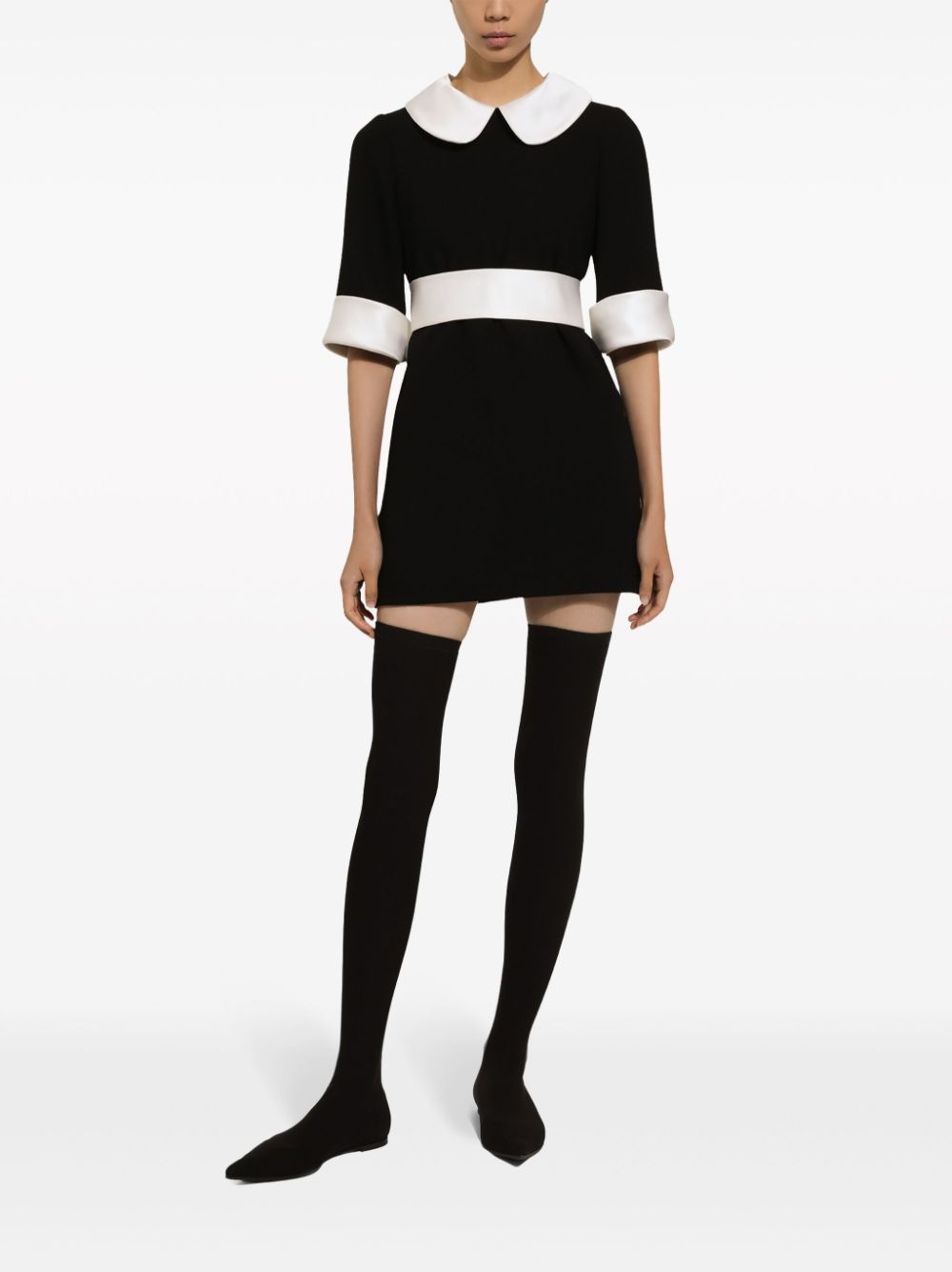 Peter Pan collar virgin wool minidress - 3