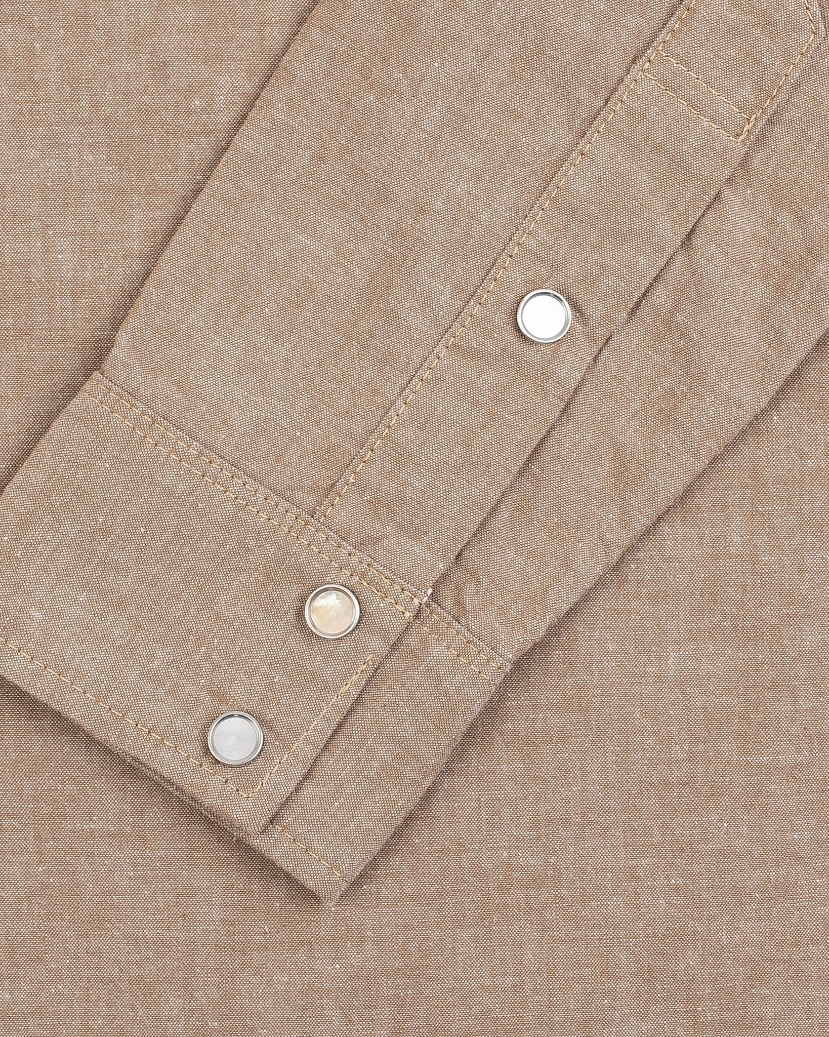 IHSH-315-KHA 10oz Selvedge Chambray Western Shirt - Khaki - 12