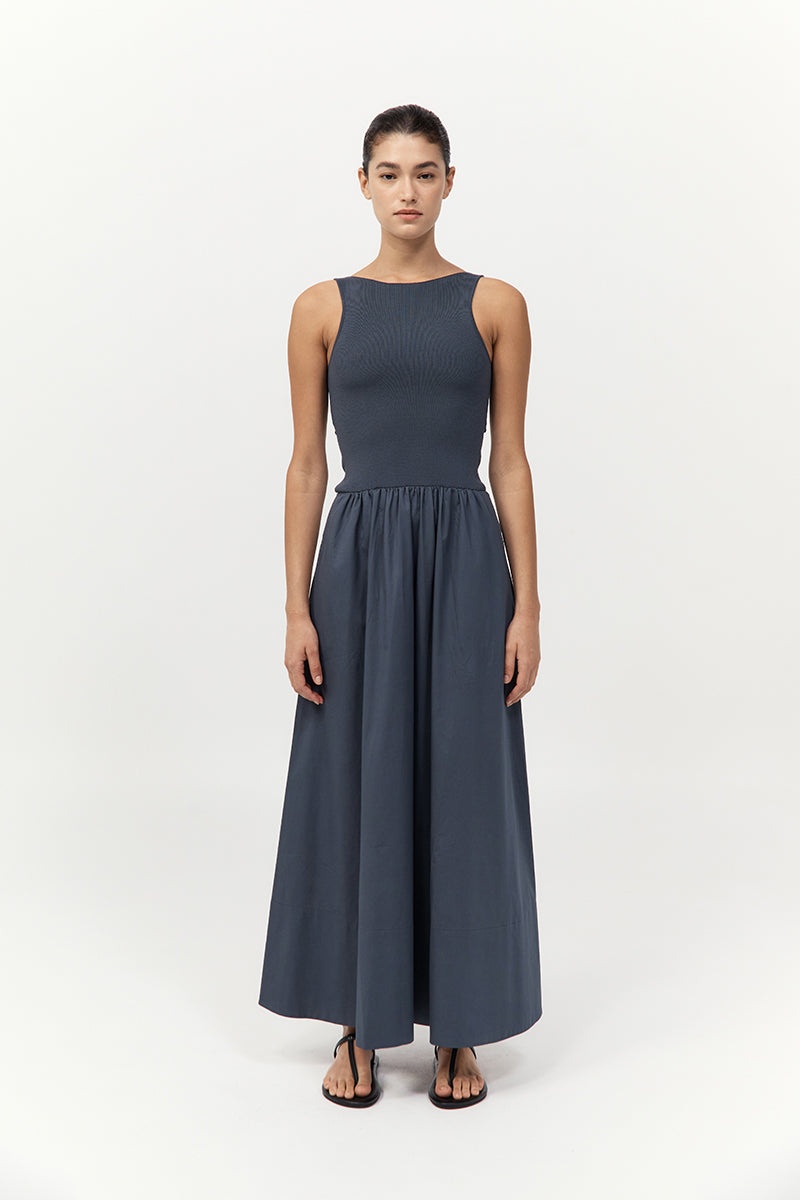 Bateau Cut Out Dress - Graphite - 5