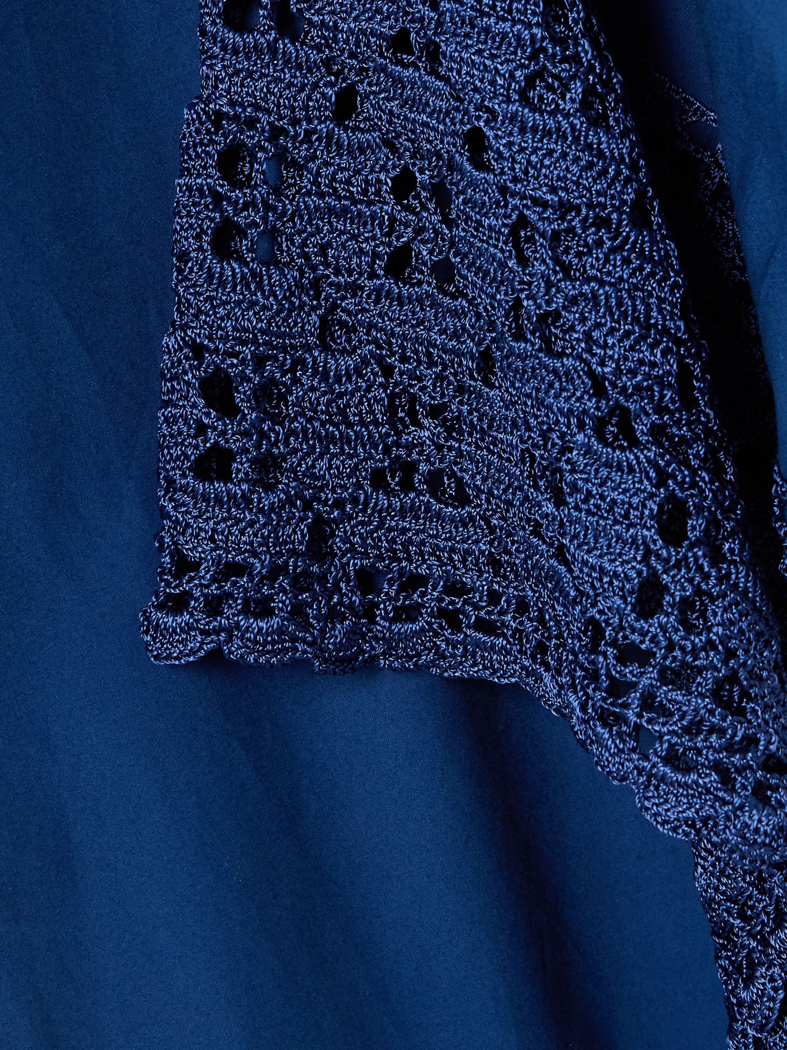 Heirloom crochet-trimmed cotton-poplin wide-leg pants Navy - 4