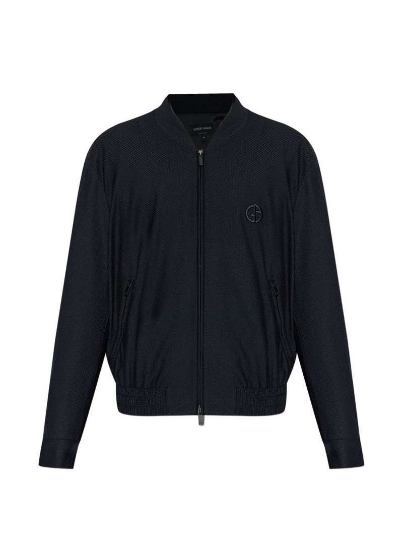 logo-embroidered bomber jacket 1