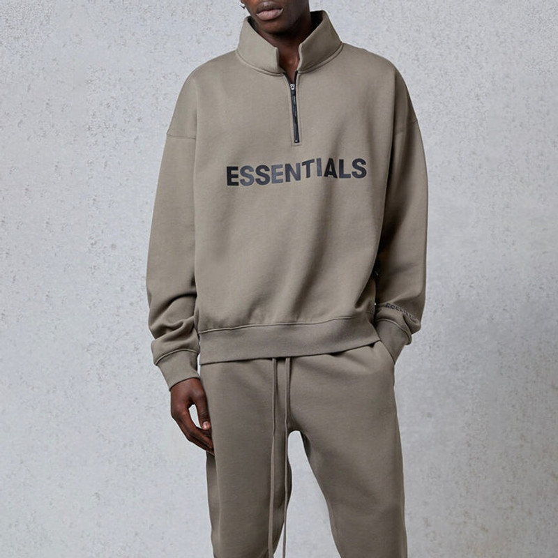 Fear of God Essentials FW20 Half Zip Sweatshirt 'Taupe' FOG-FW20-209 4