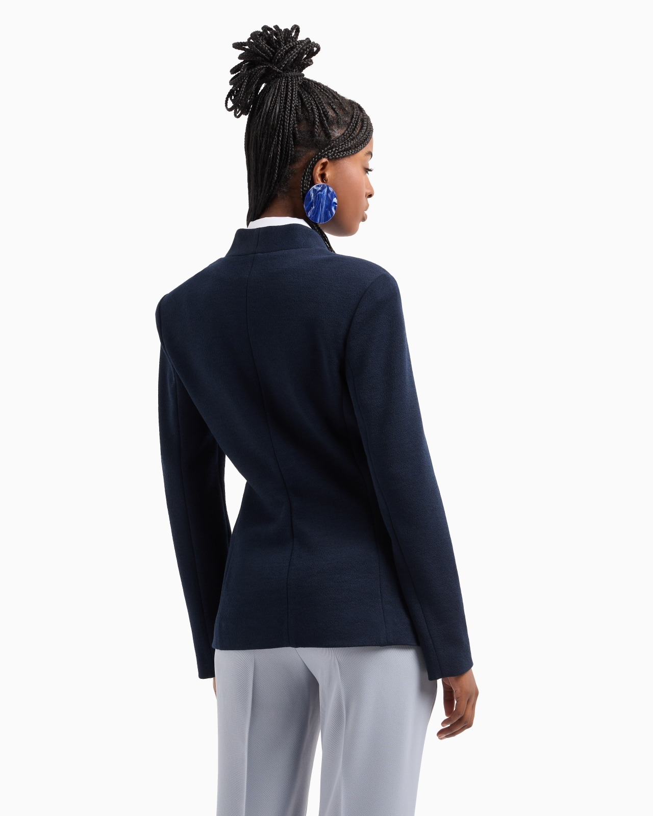 Textured jersey jacket with irregular fastening - 3