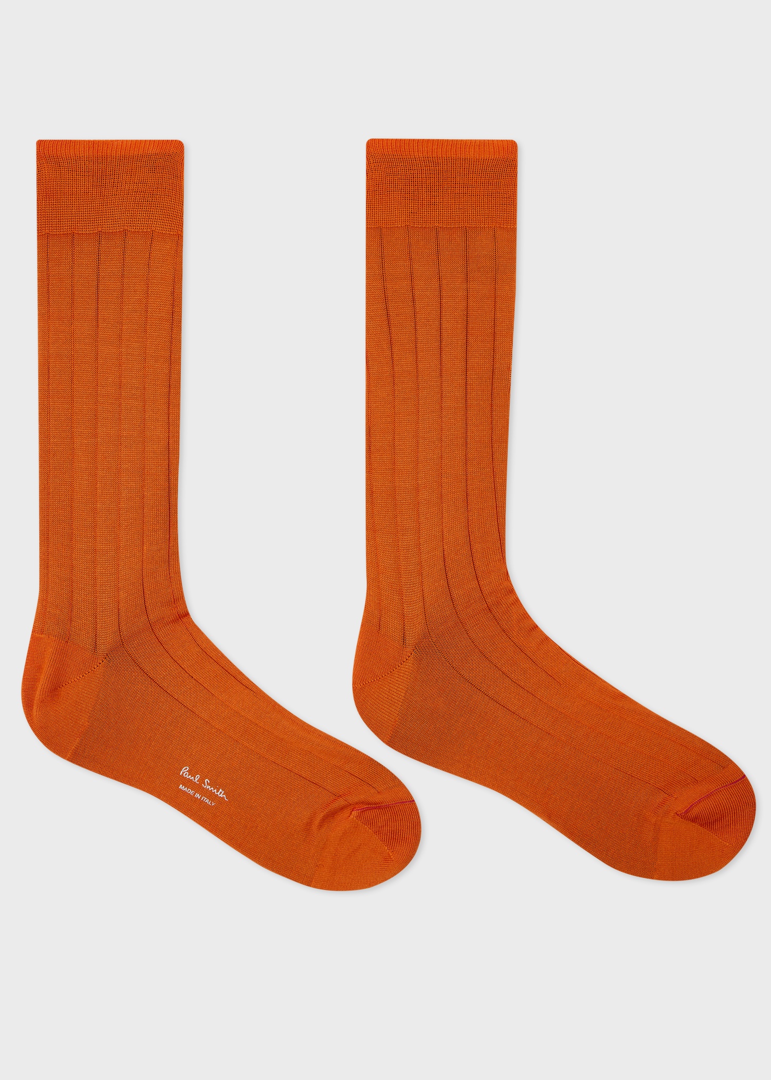 Burnt Orange Mercerised Cotton-Blend Ribbed Socks - 2