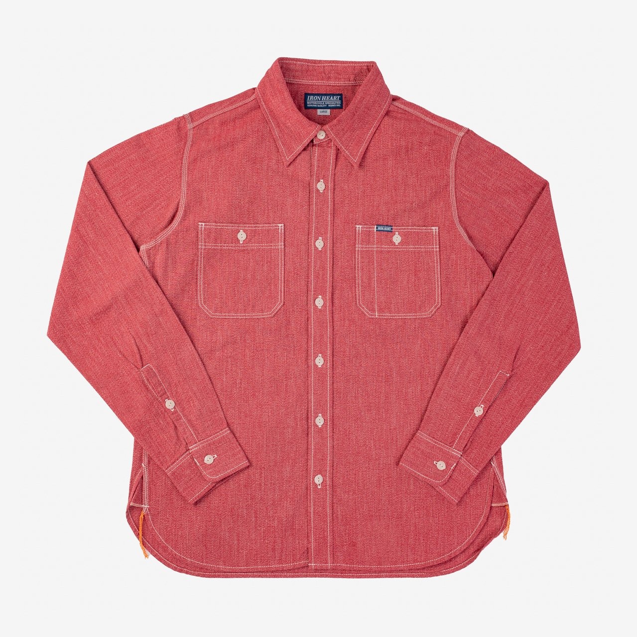 IHSH-290-RED 10oz Mock Twist Selvedge Chambray Work Shirt - Red - 1