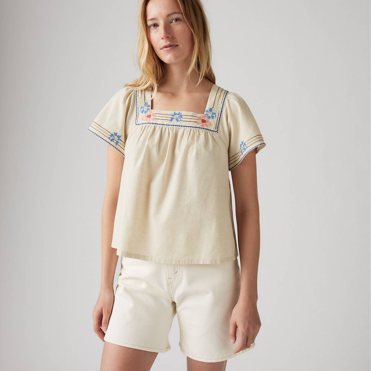 AMBRE COTTON LINEN BABYDOLL TANK TOP - 3
