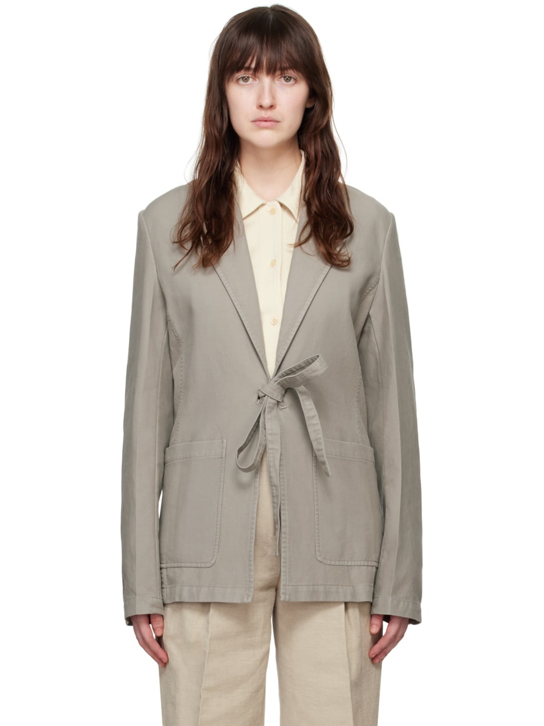 Gray Garment-Dyed Blazer - 1