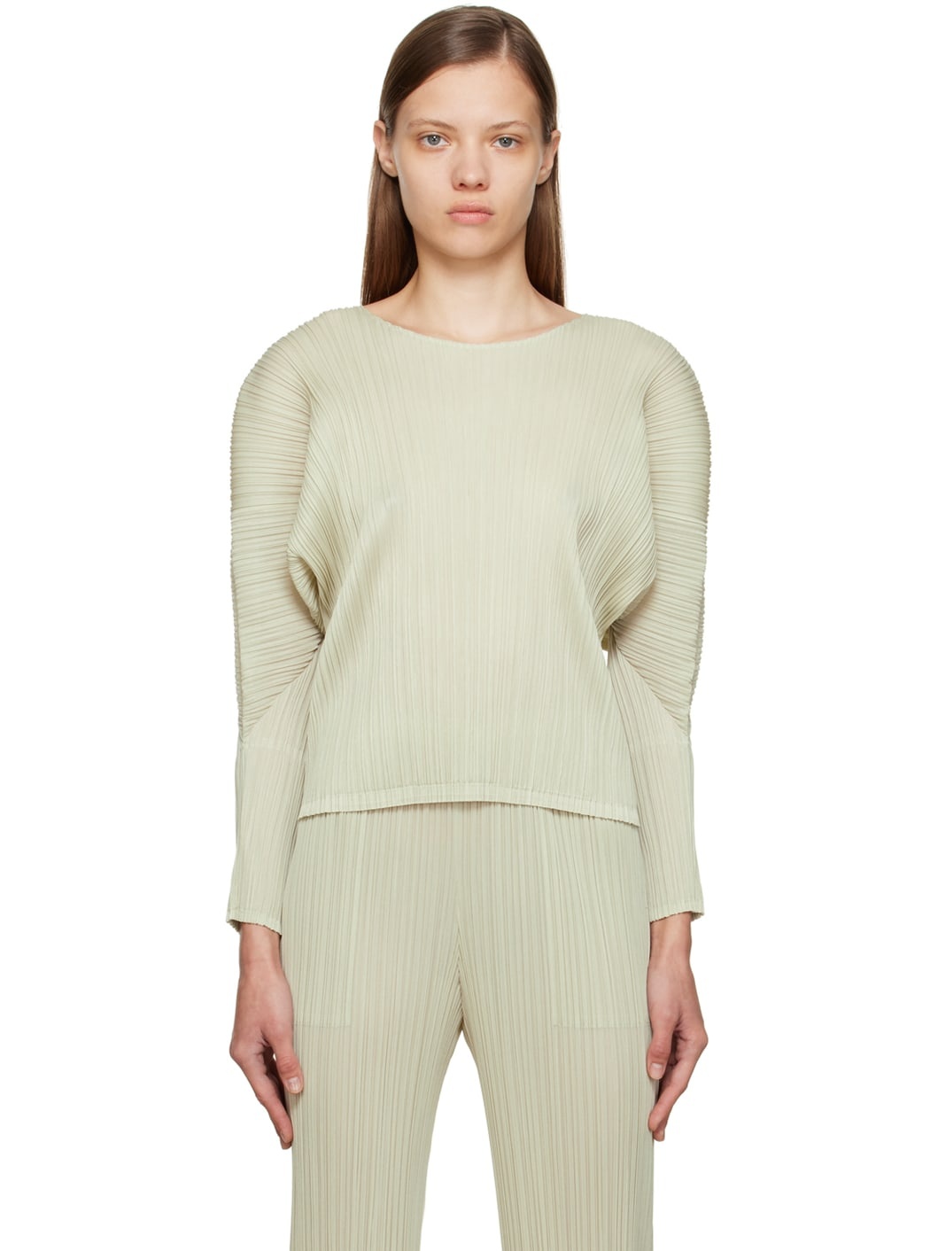 Pleats Please Issey Miyake Gray Monthly Colors October Sweater | REVERSIBLE