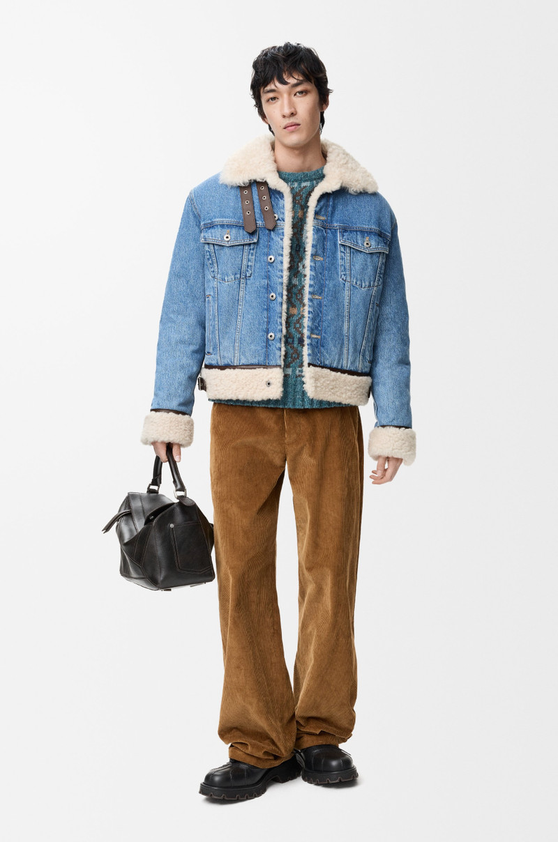Loewe Trucker jacket in denim and shearling outlook