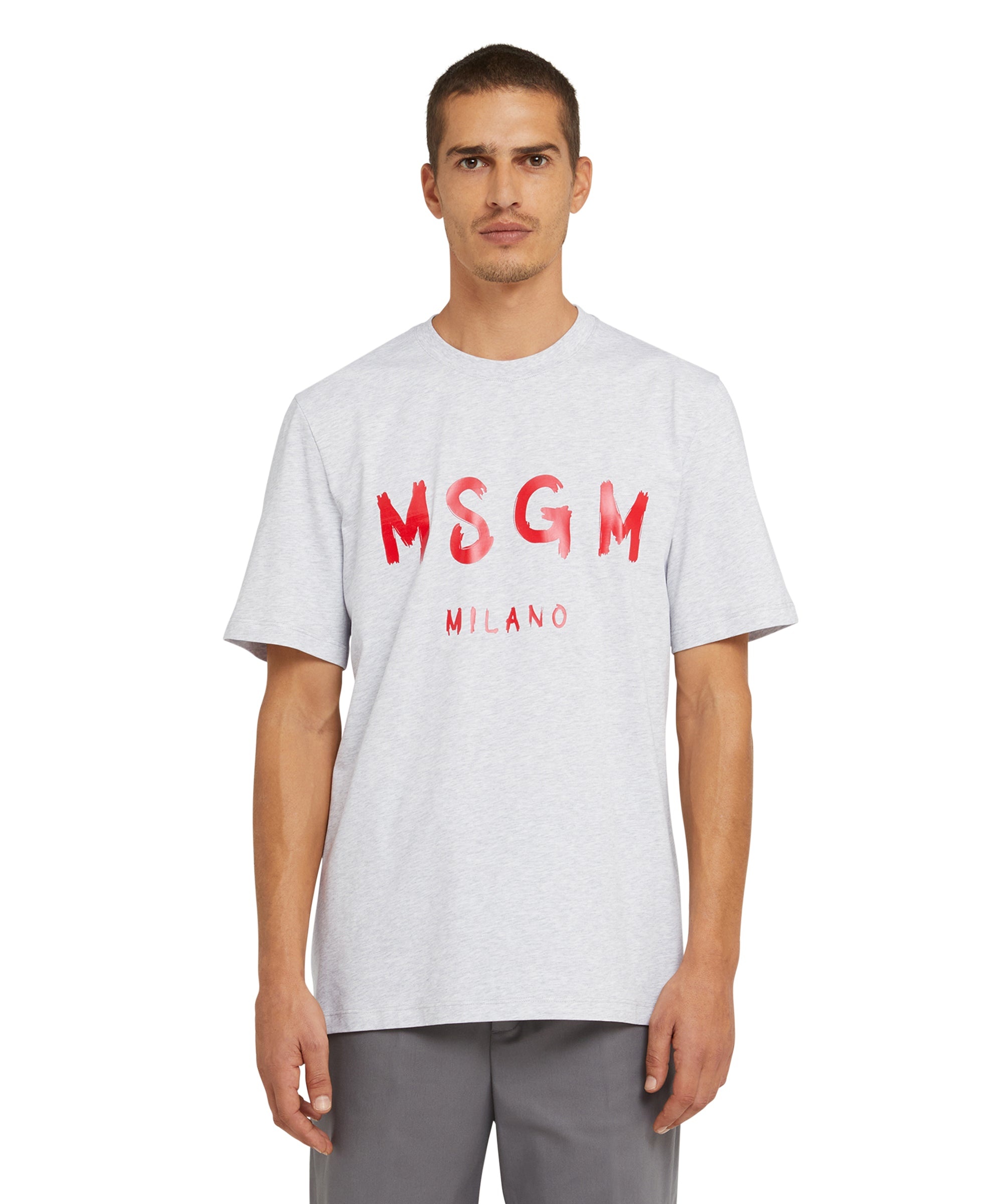 Cotton t-shirt with brushstroke logo - 2