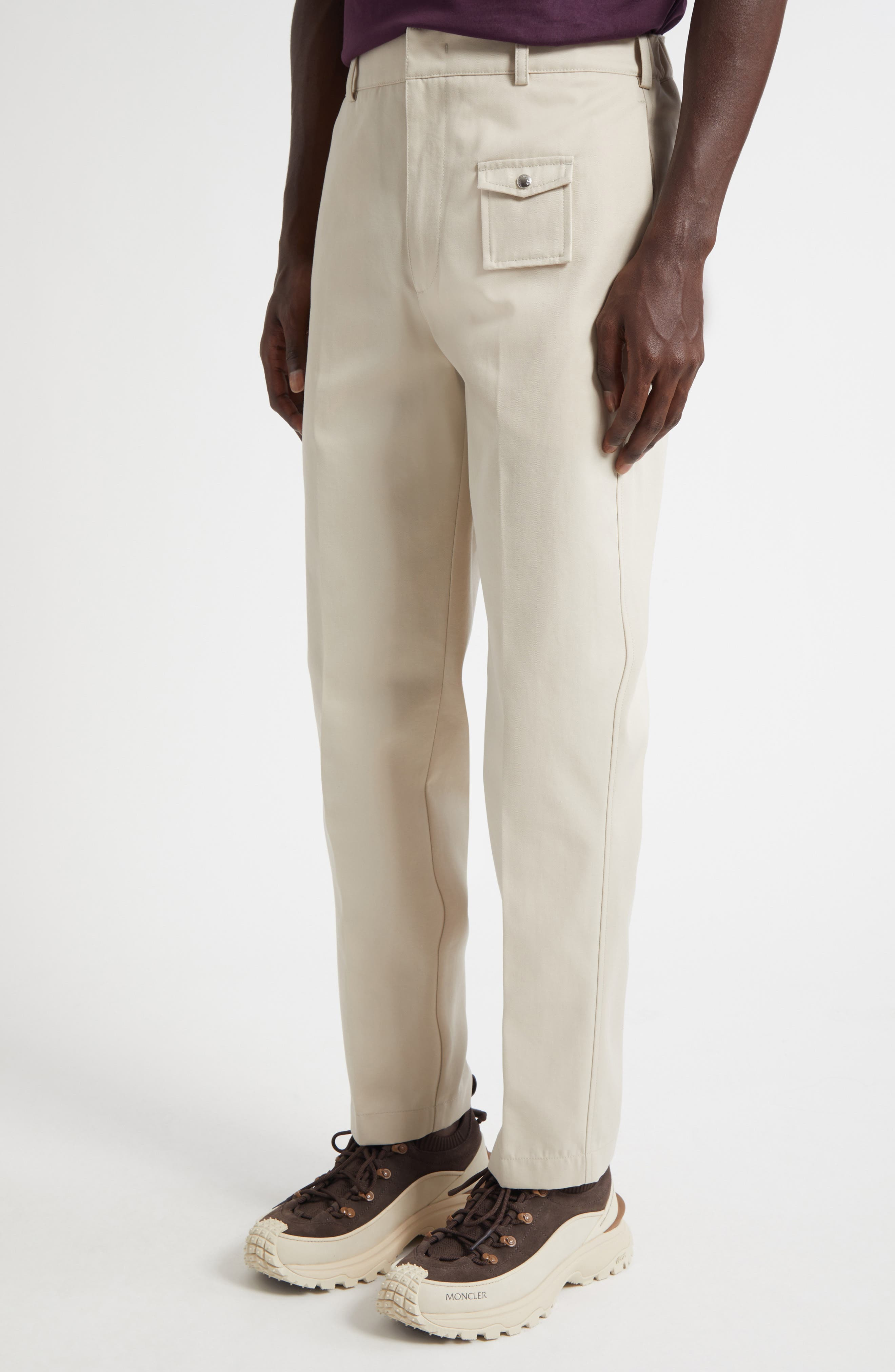 Moncler Tailored Gabardine Pants in Intense Beige at Nordstrom - 5