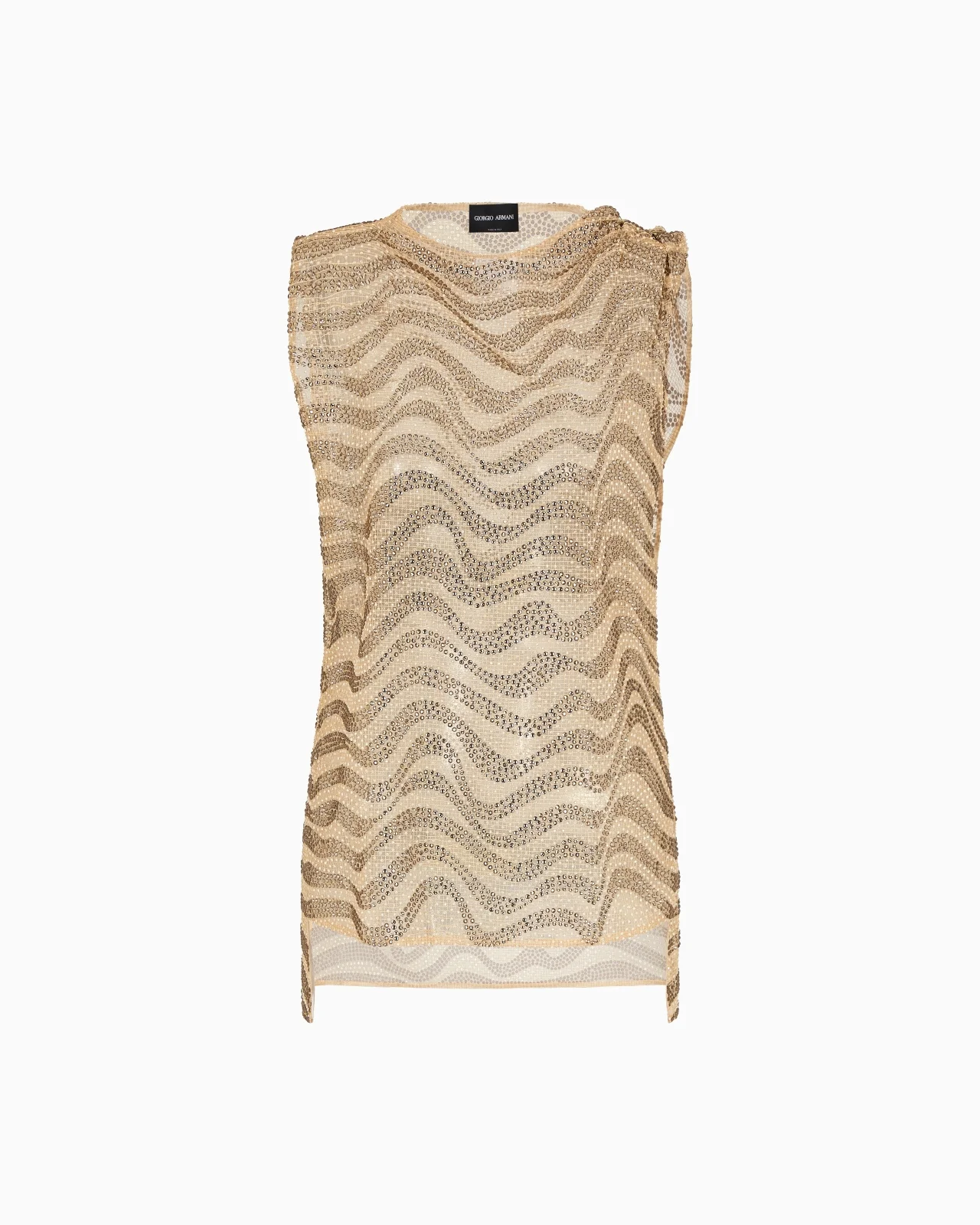 MESH AND LUREX TOP WITH RHINESTONE EMBROIDERY - 1