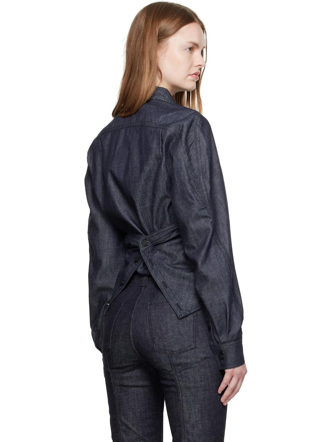 Indigo Wrapped Chambray  Shirt - 3