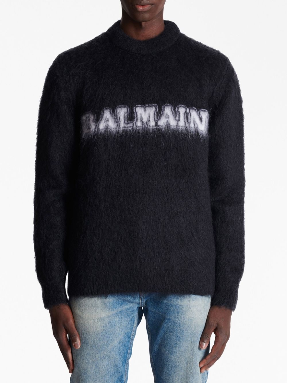 logo-print brushed-finish jumper - 5