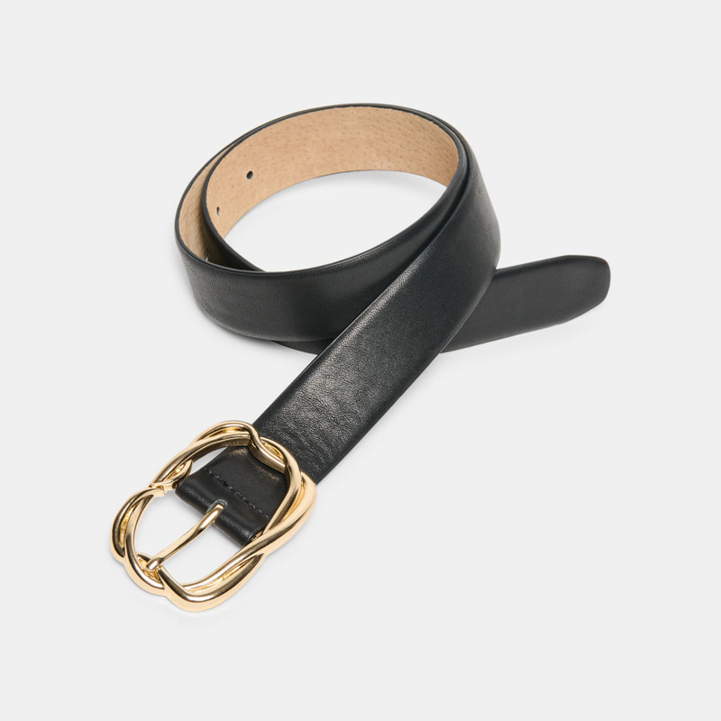 BRAIDED BUCKLE BELT BLACK GOLD 5