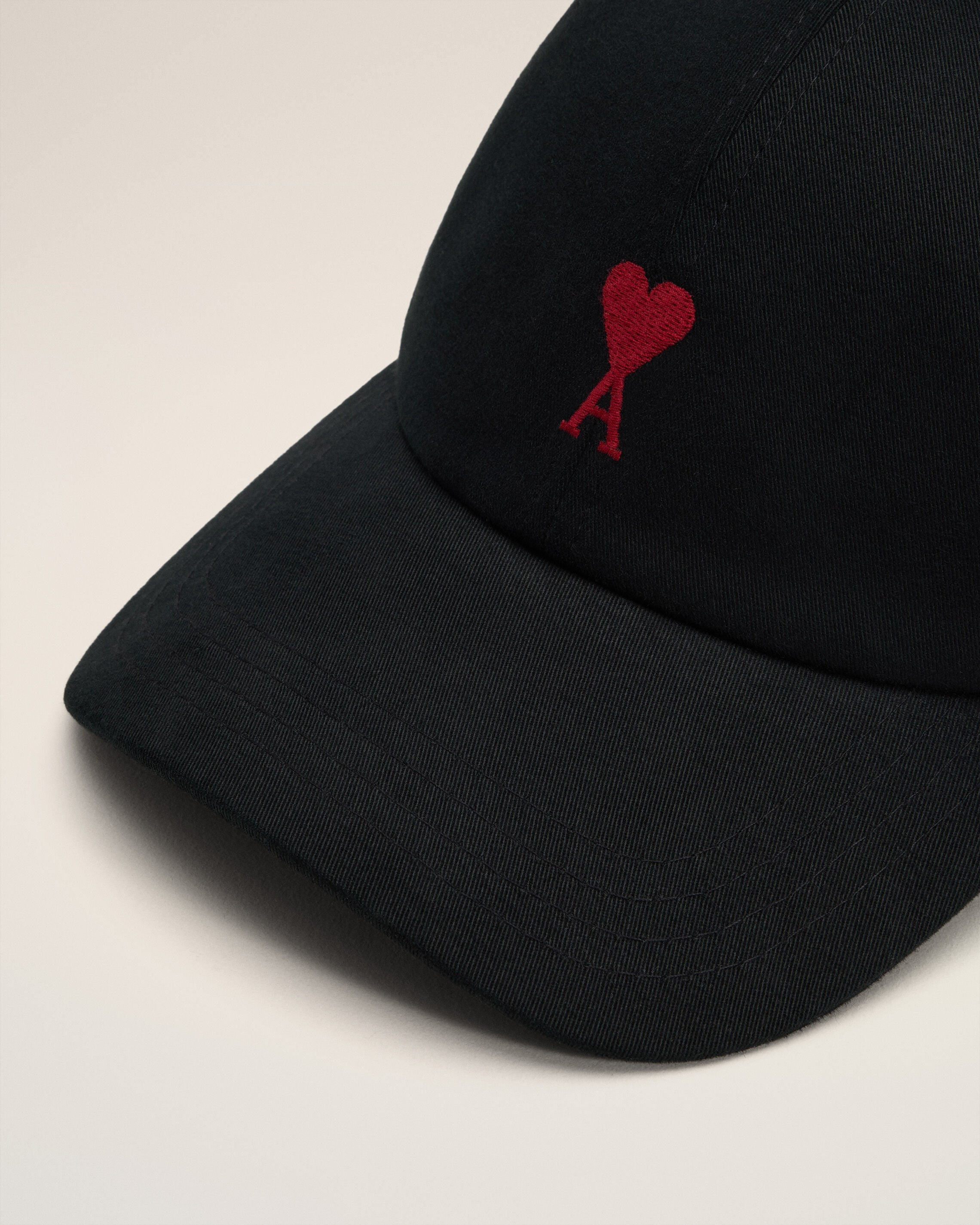 BLACK COTTON AMI DE COEUR EMBROIDERY CAP - 3