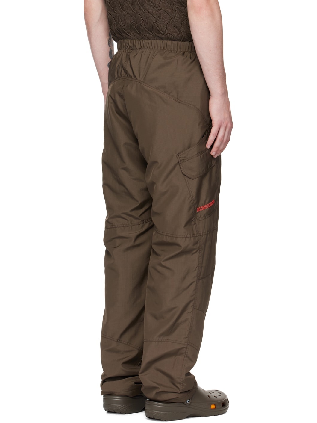 Brown Embroidered Cargo Pants - 3