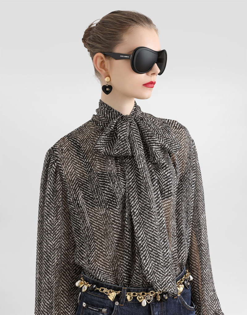 Dolce & Gabbana Chevron-print silk chiffon shirt outlook