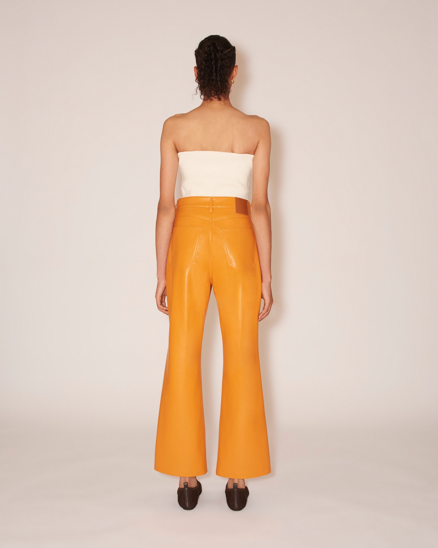 ZOEY - Vegan leather pleated pants - Orange - 4