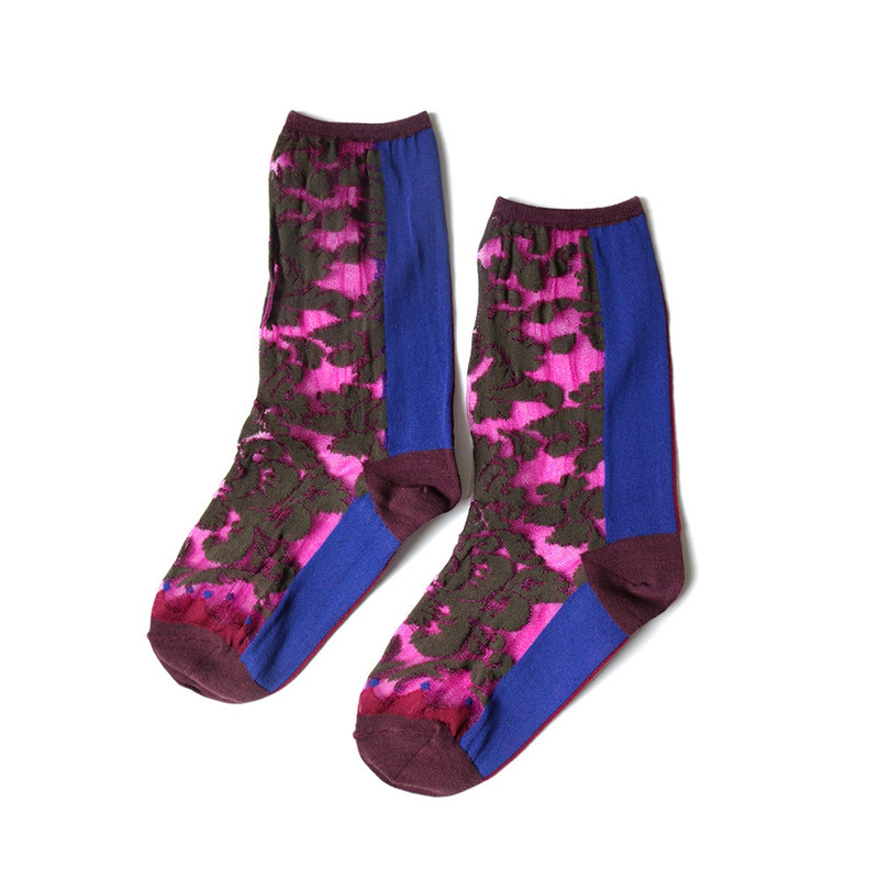 200YARNS DAMASK SEE-THROUGH SOCKS - RED 1