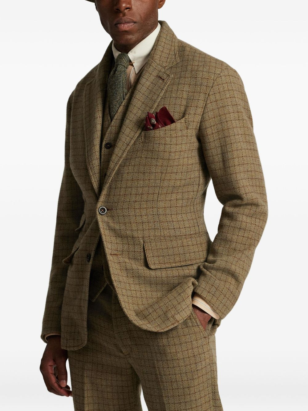 checked wool blazer - 3